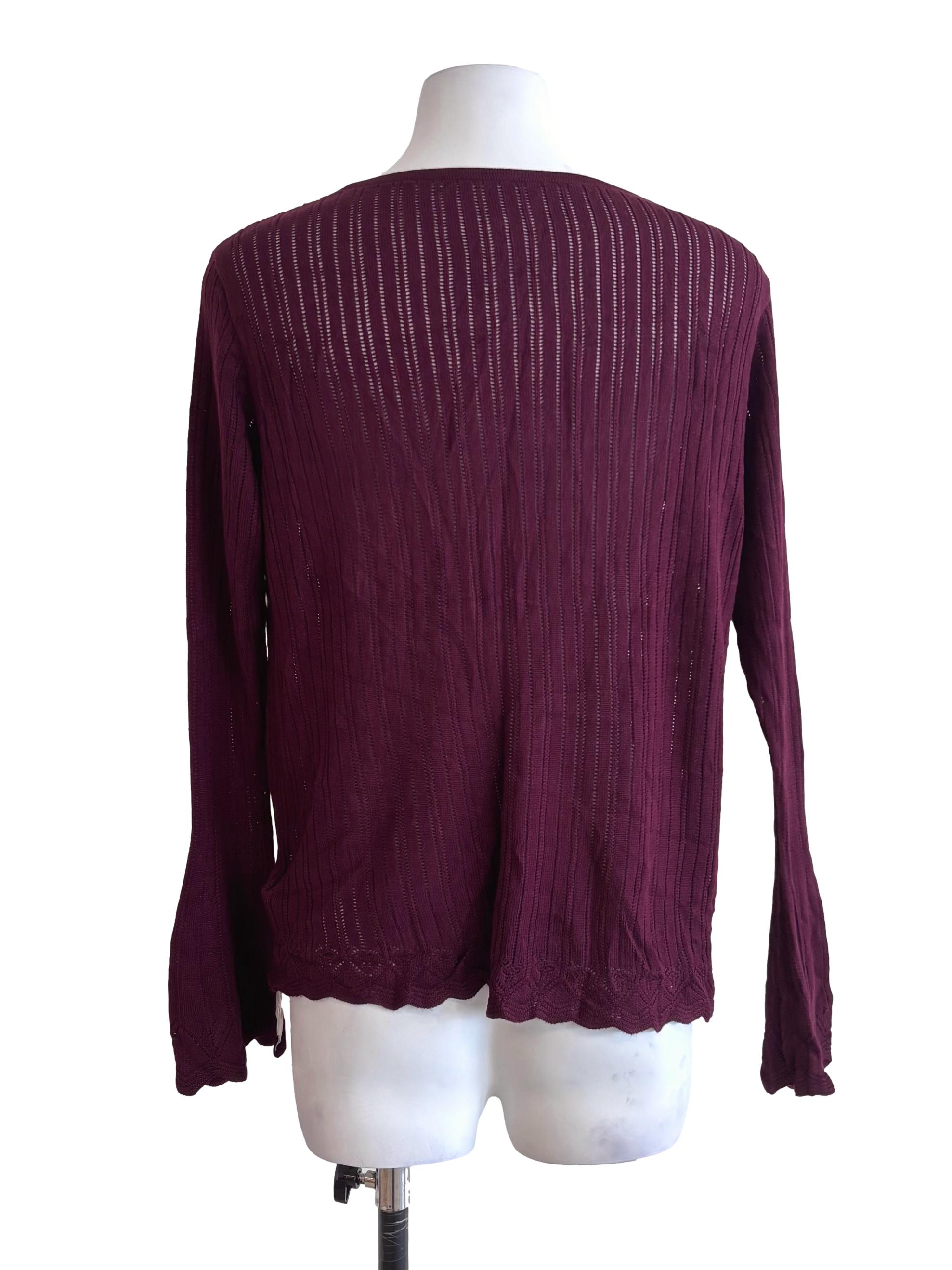 Burgundy Red Knitted Cardigan