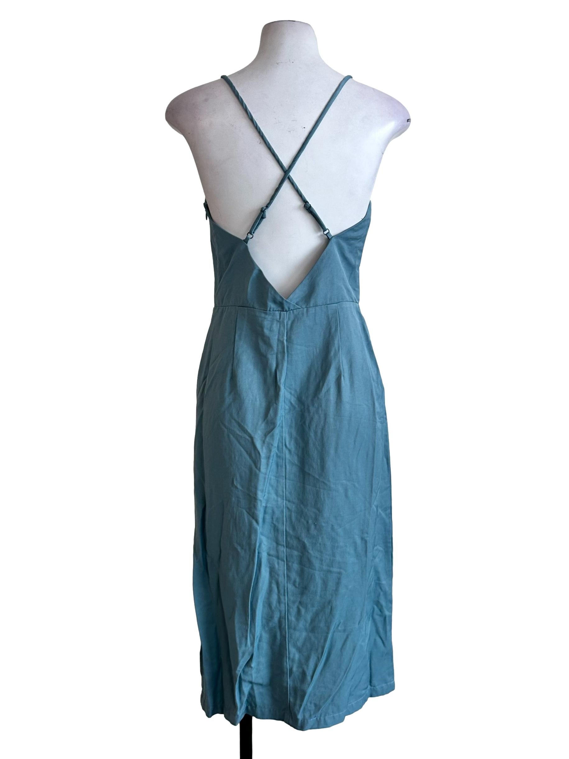 Teal Blue Padded Halter Strap Dress