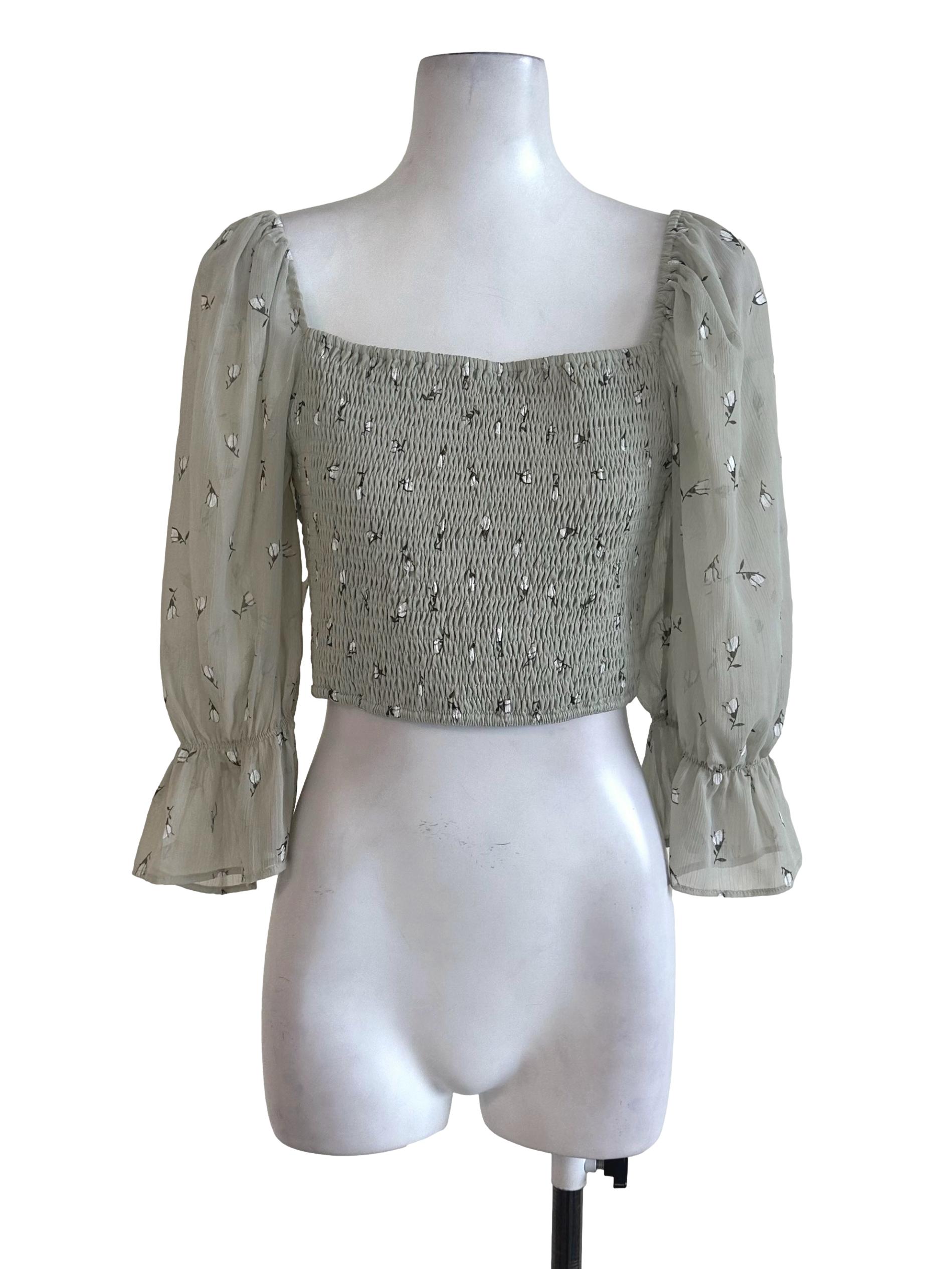 The Willow Label Pastel Green Floral Top | REFASH