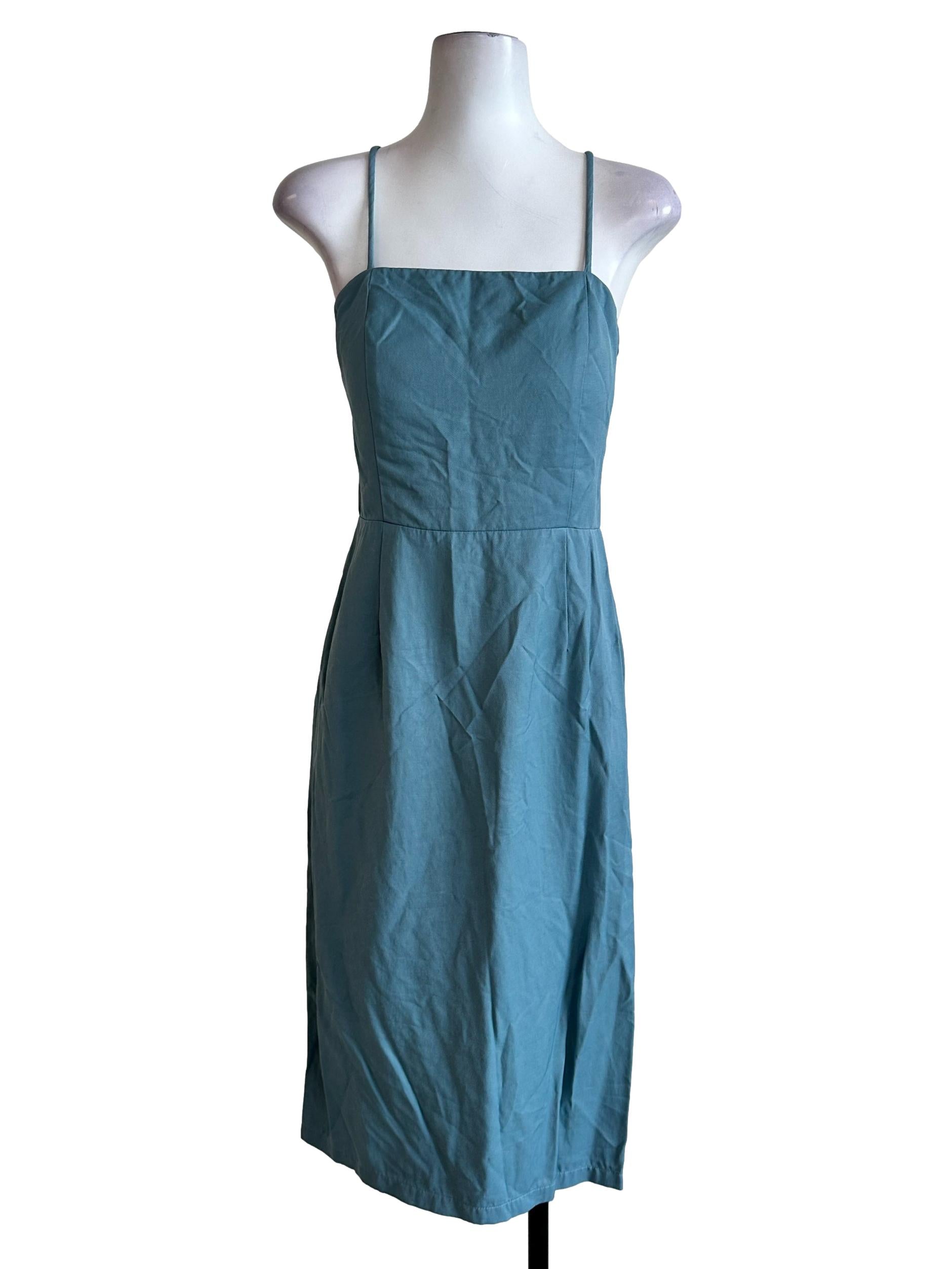 Teal Blue Padded Halter Strap Dress