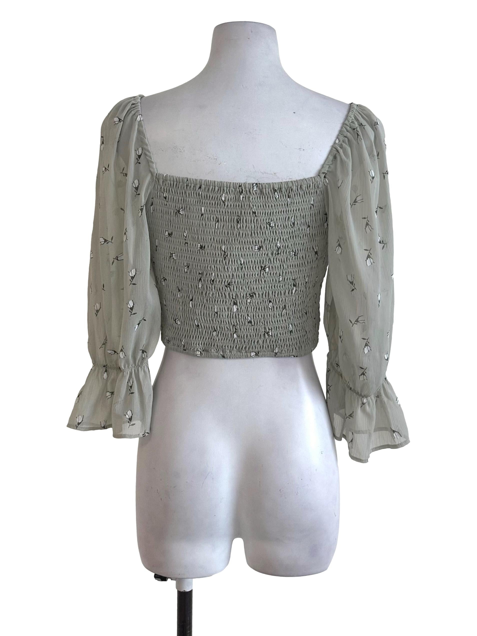The Willow Label Pastel Green Floral Top | REFASH