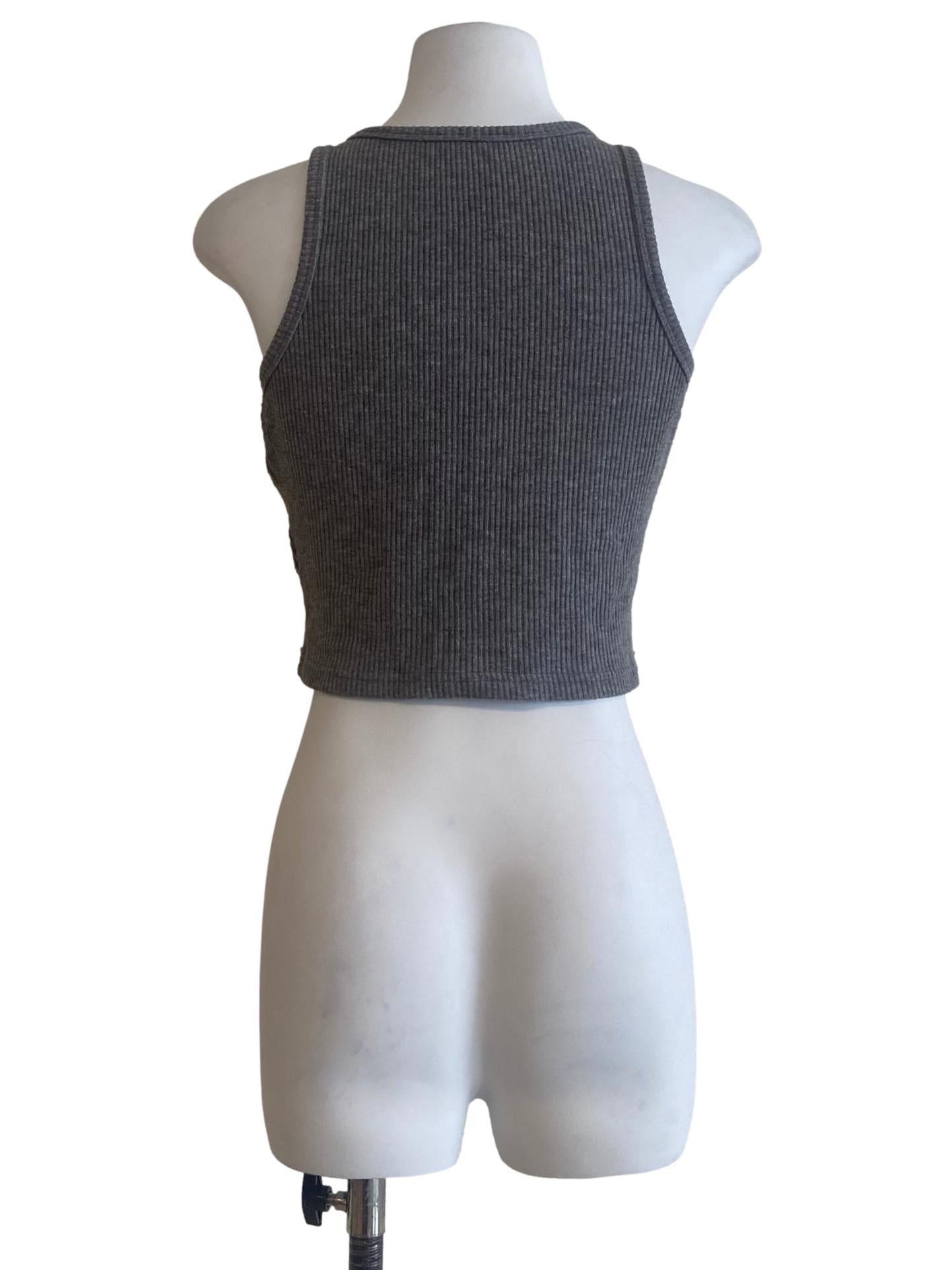 Fossil Grey Sleeveless Pencil Stripe Crop Top