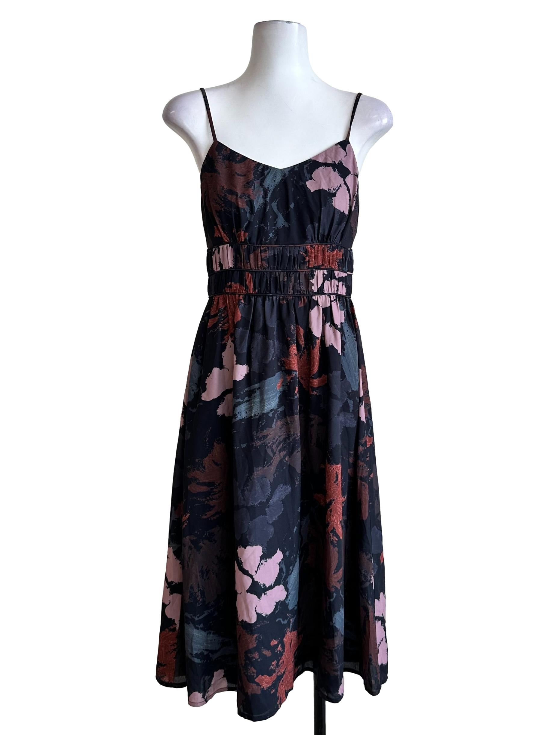 Black Abstract Pattern Midi Dress