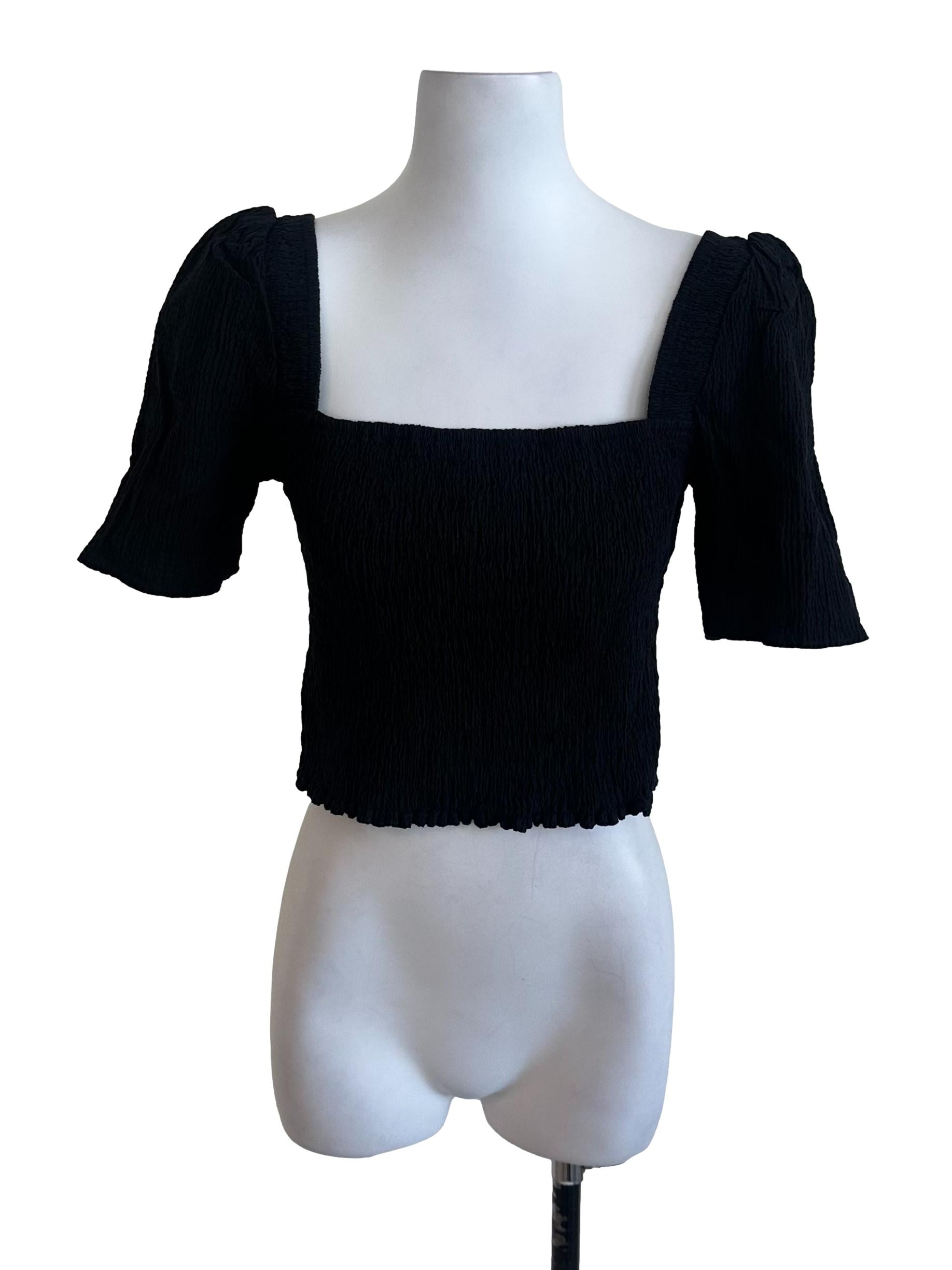 Black Plain Square Neck Top LB