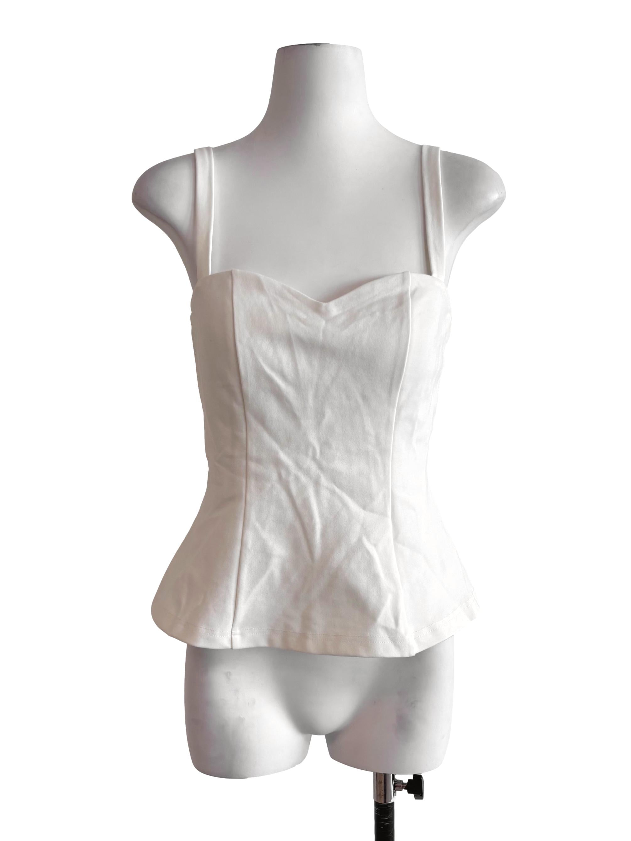 Daisy White Panelled Peplum Top