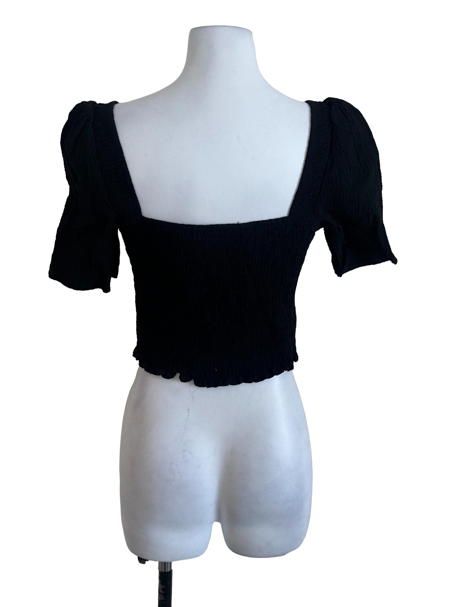 Black Plain Square Neck Top LB