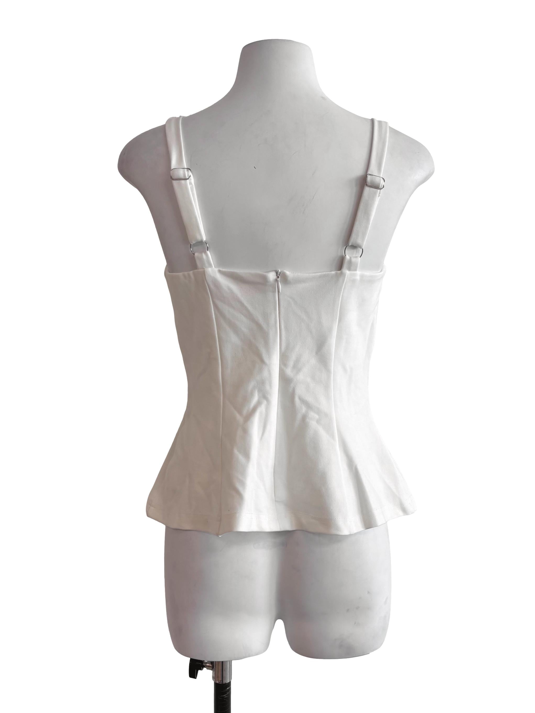 Daisy White Panelled Peplum Top