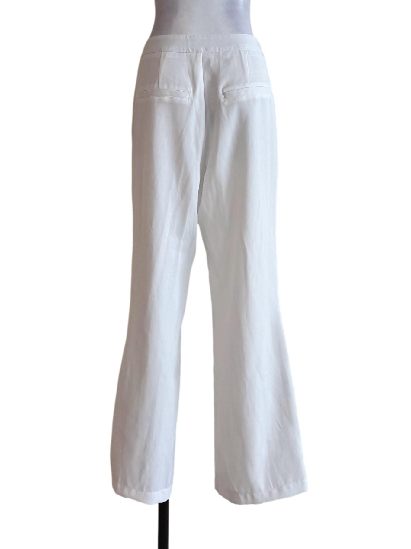 Pure White With Black Buttons At The Bottom Long Pants
