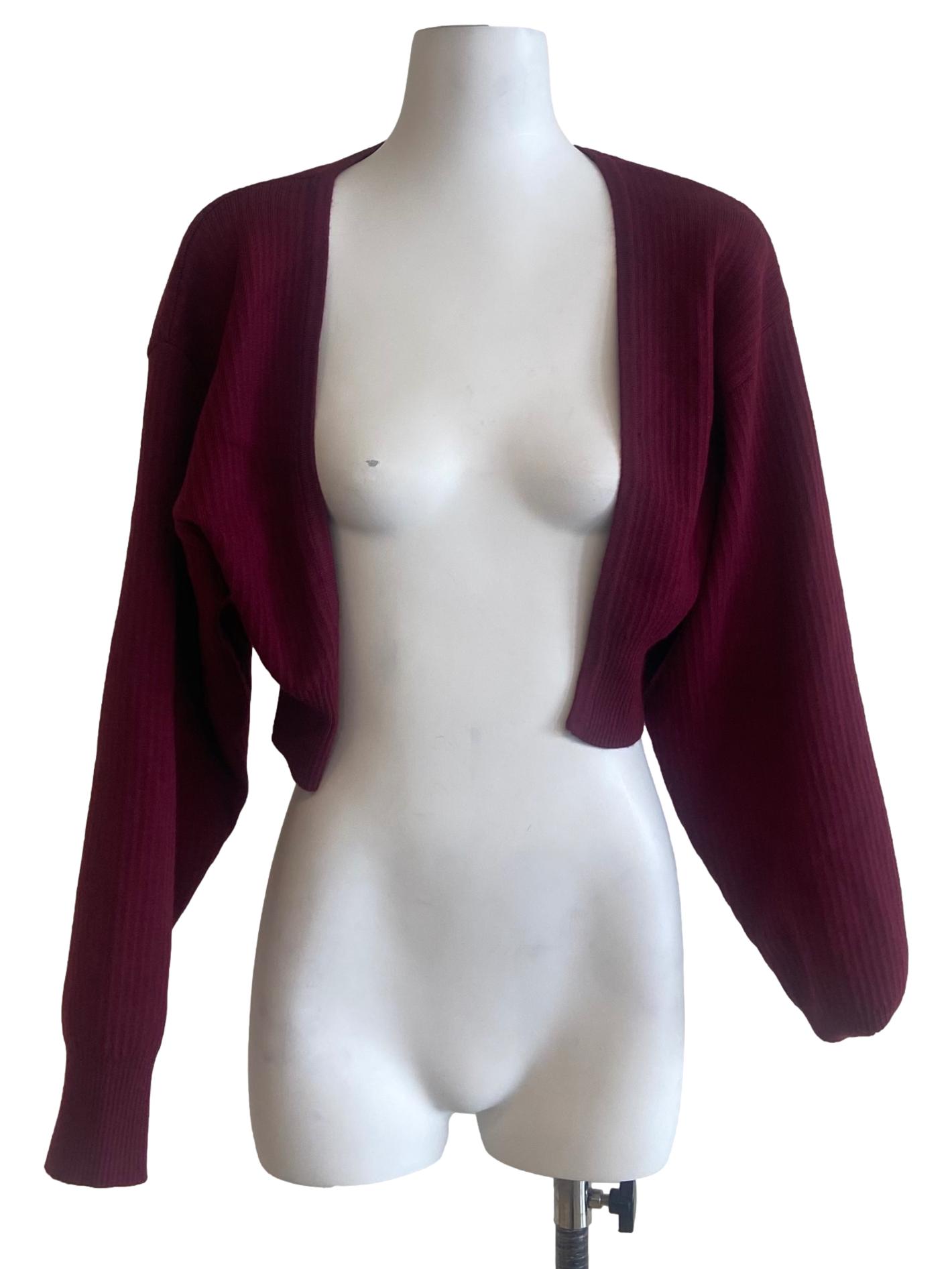 Magenta Pencil Stripe Crop Cardigan