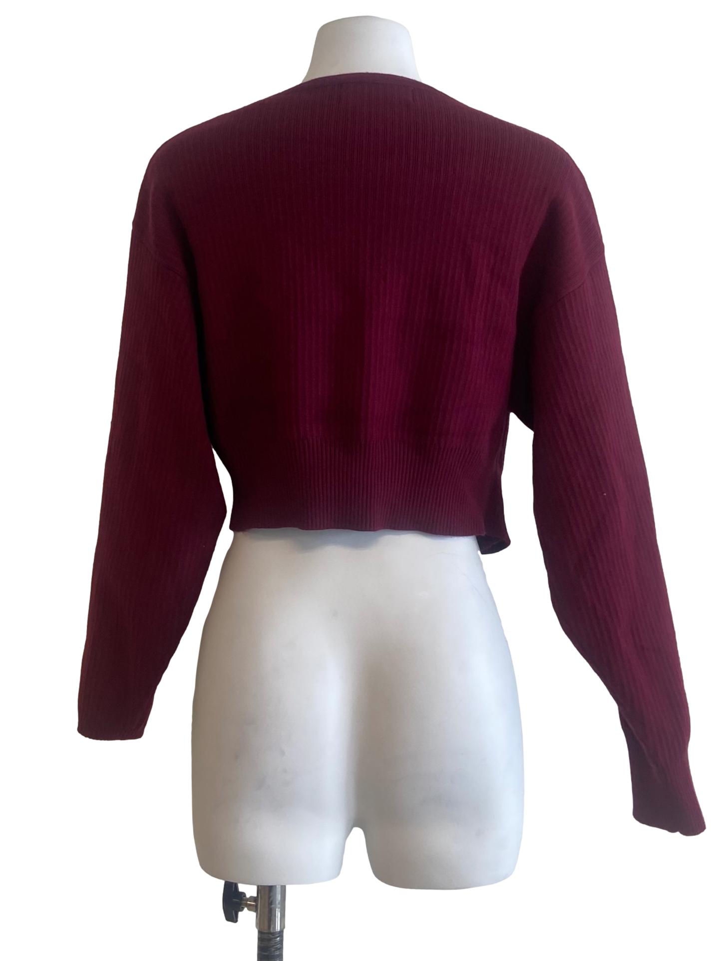 Magenta Pencil Stripe Crop Cardigan
