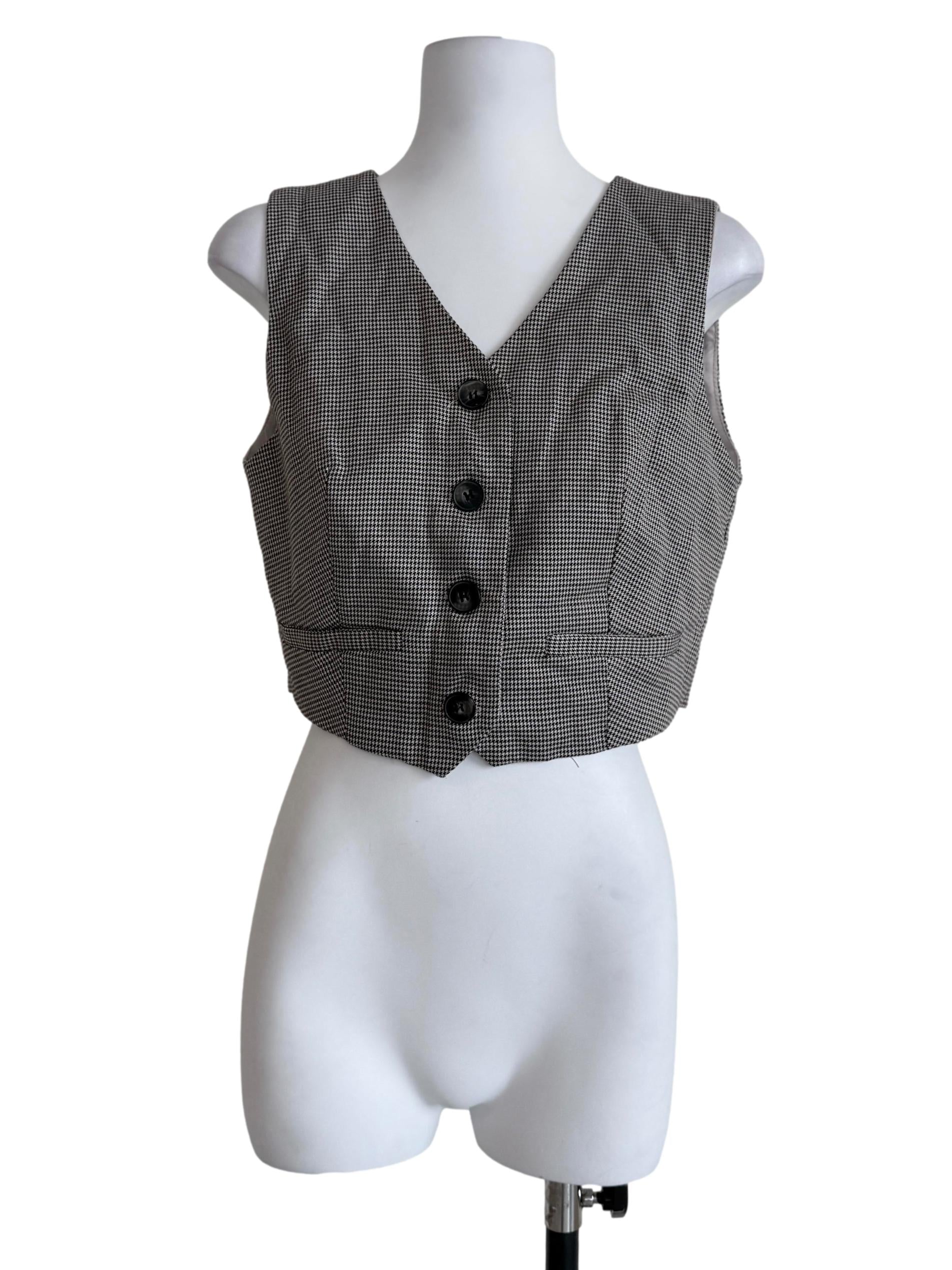 Multicolor Checkered V-Neck Vest
