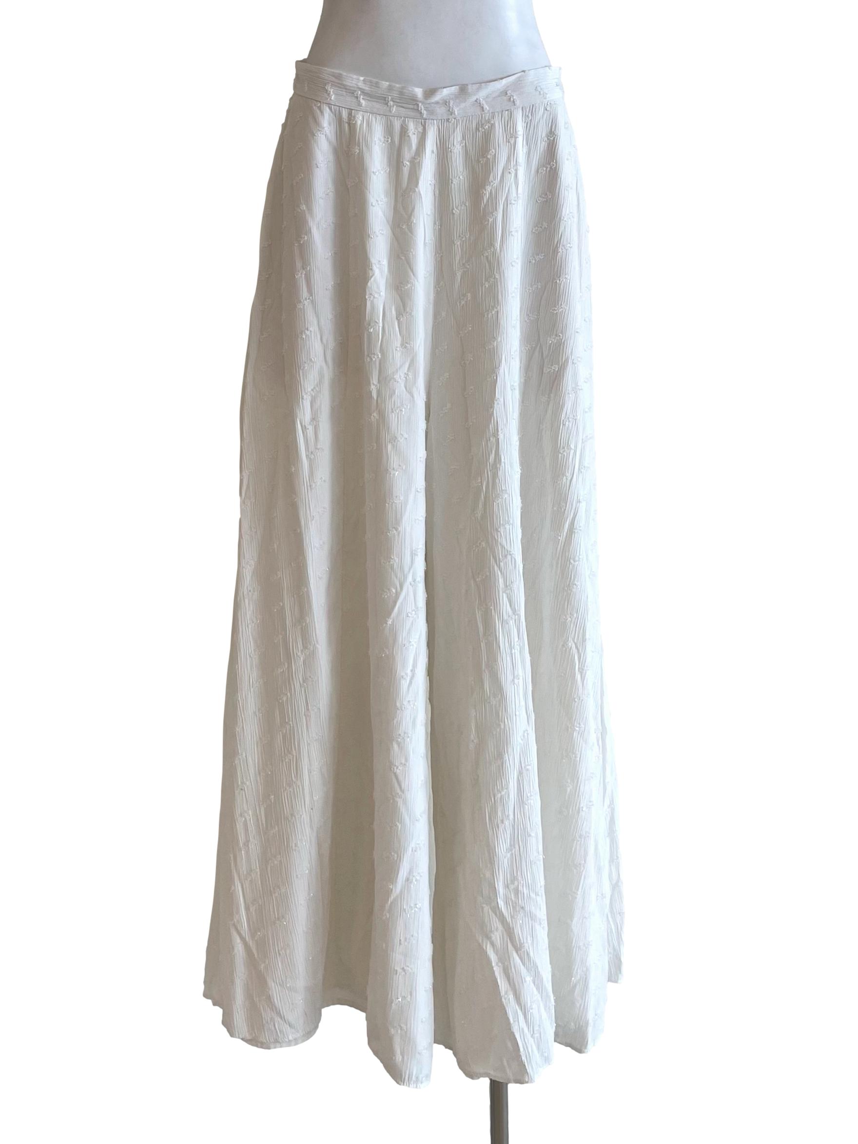 White Shiny Fuzzy Skirt Pants LB