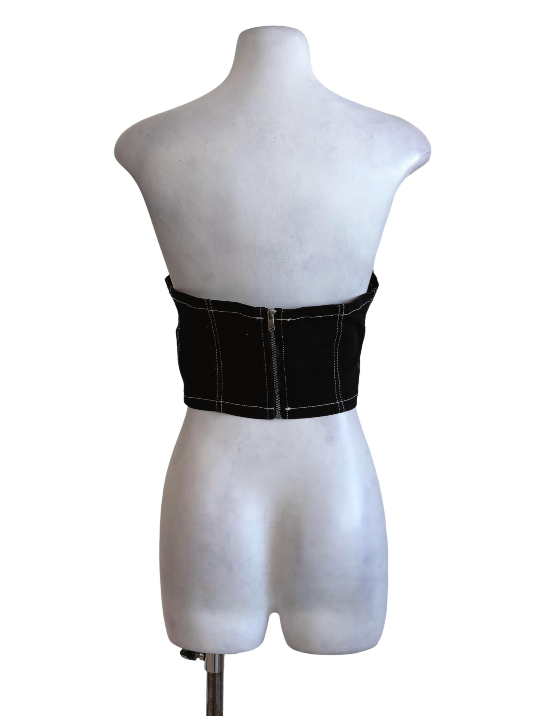 Black White Line Denim Tube Top TTR