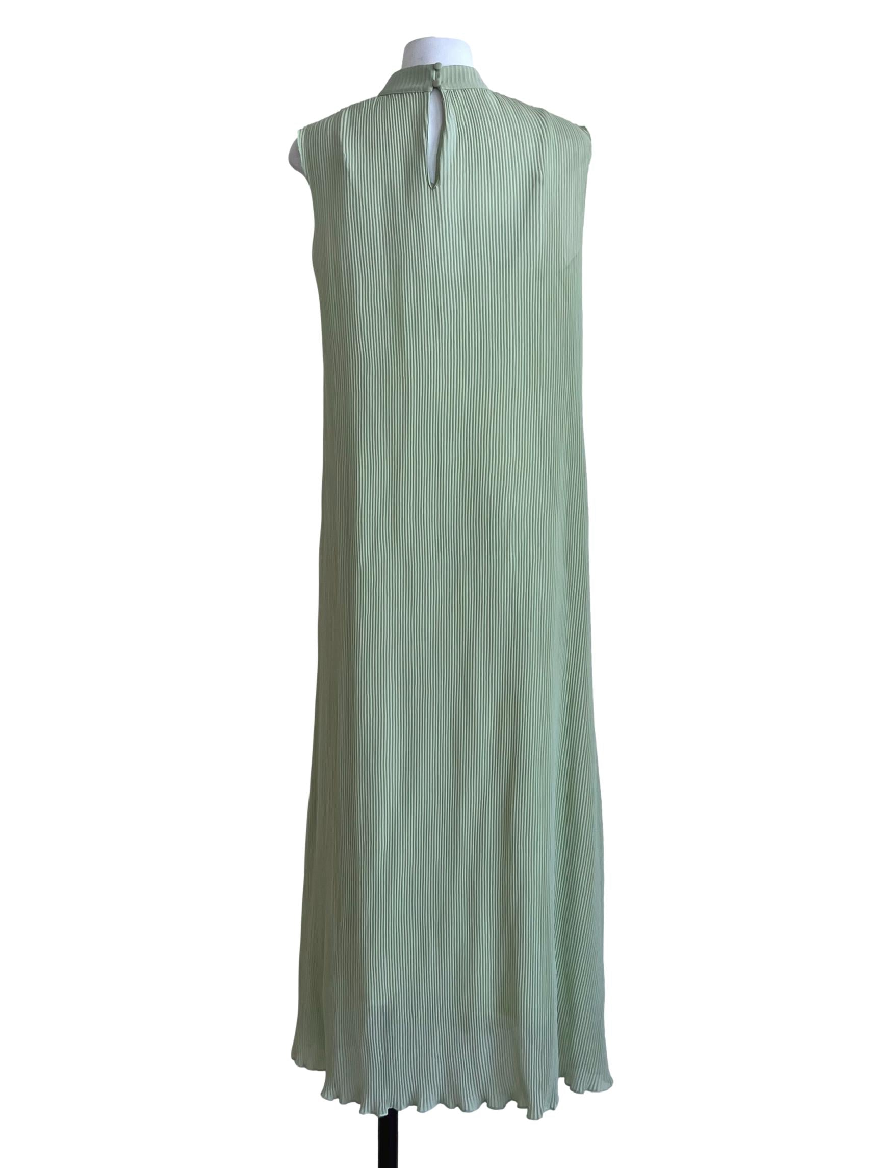 Fern Green Sleeveless Pleated Dress