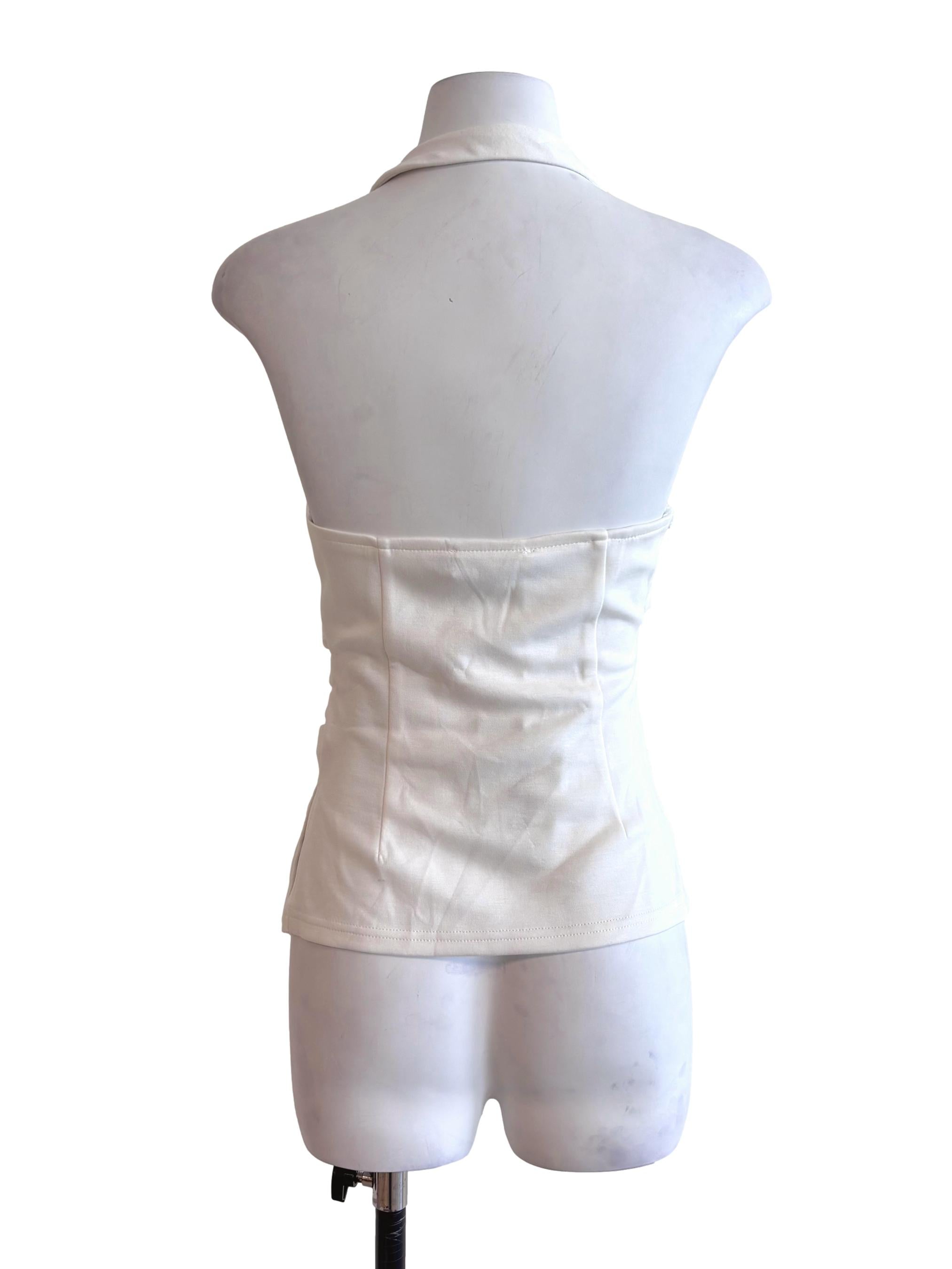 Pearl White Buckled Halter Top TTR