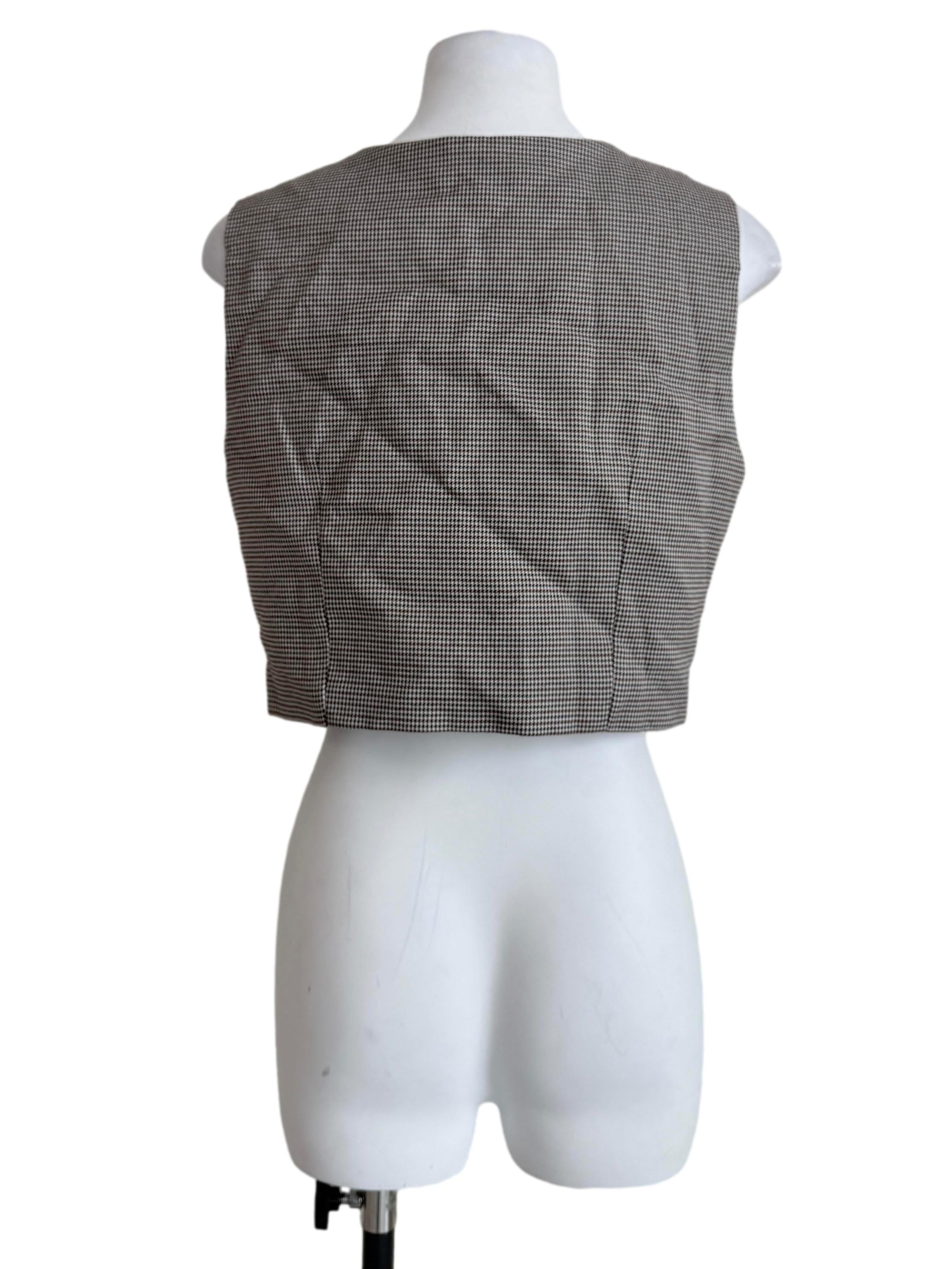 Multicolor Checkered V-Neck Vest