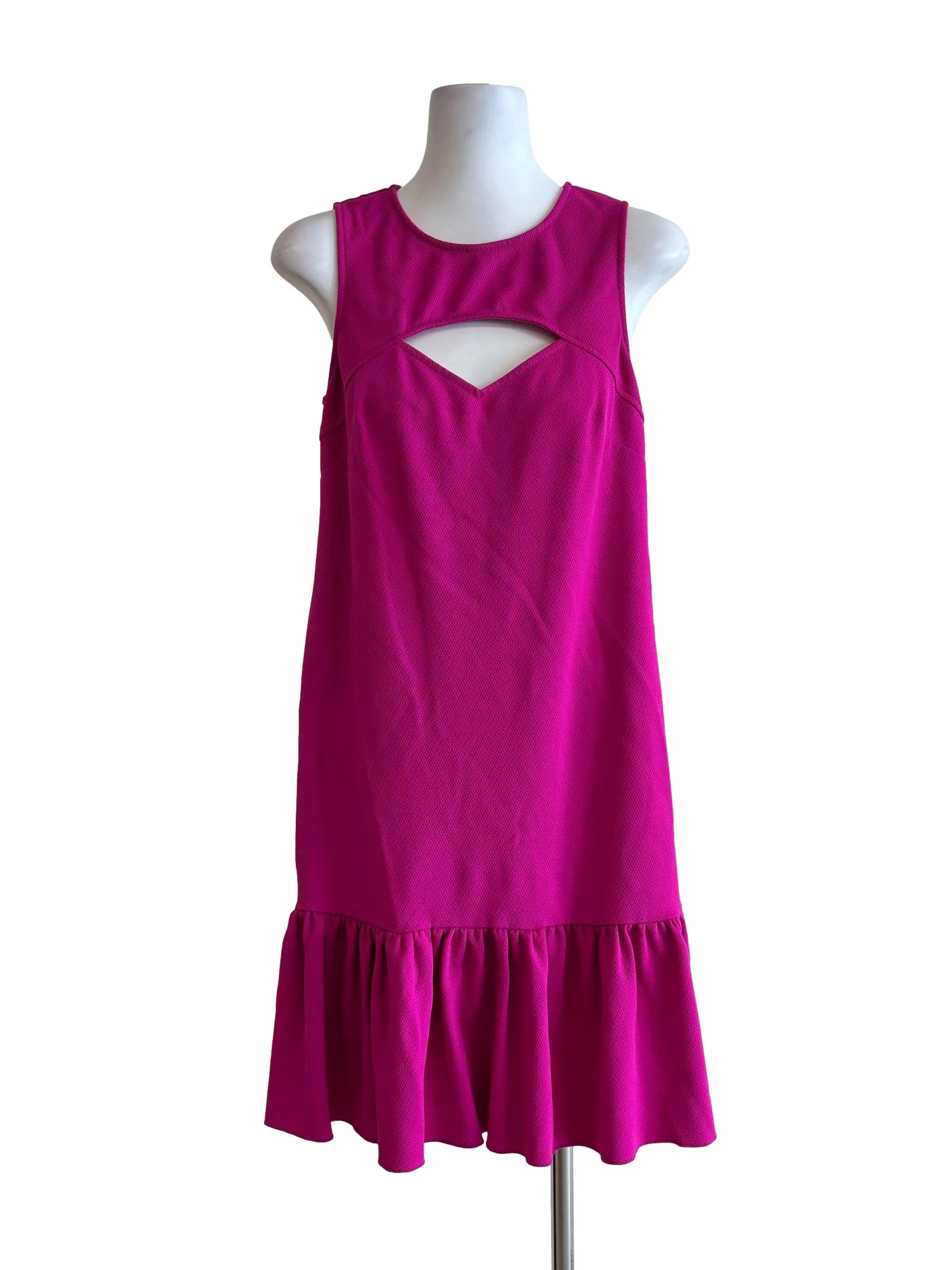 Magenta Pink Cut Out Chest Sleeveless Dress