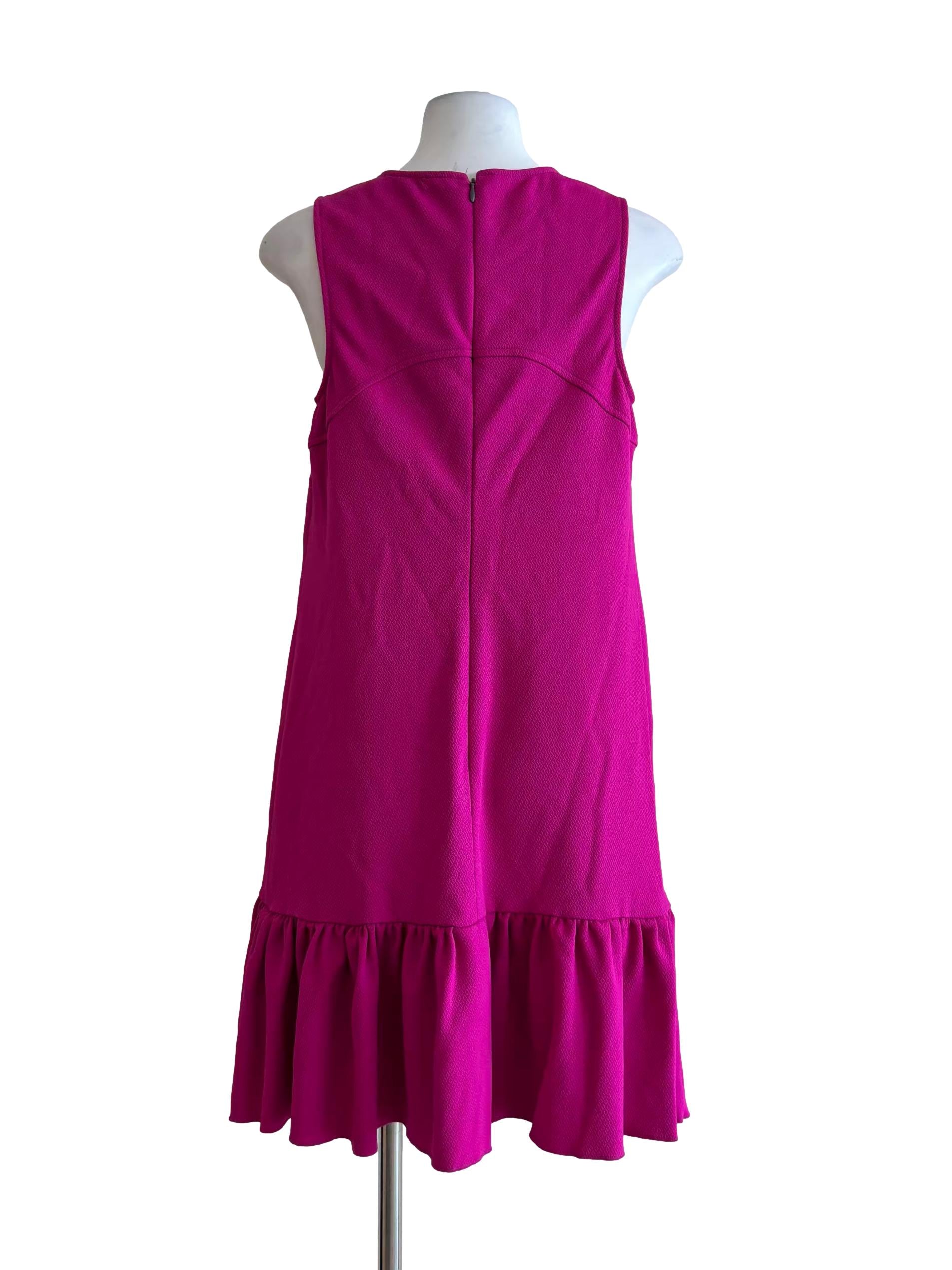 Magenta Pink Cut Out Chest Sleeveless Dress