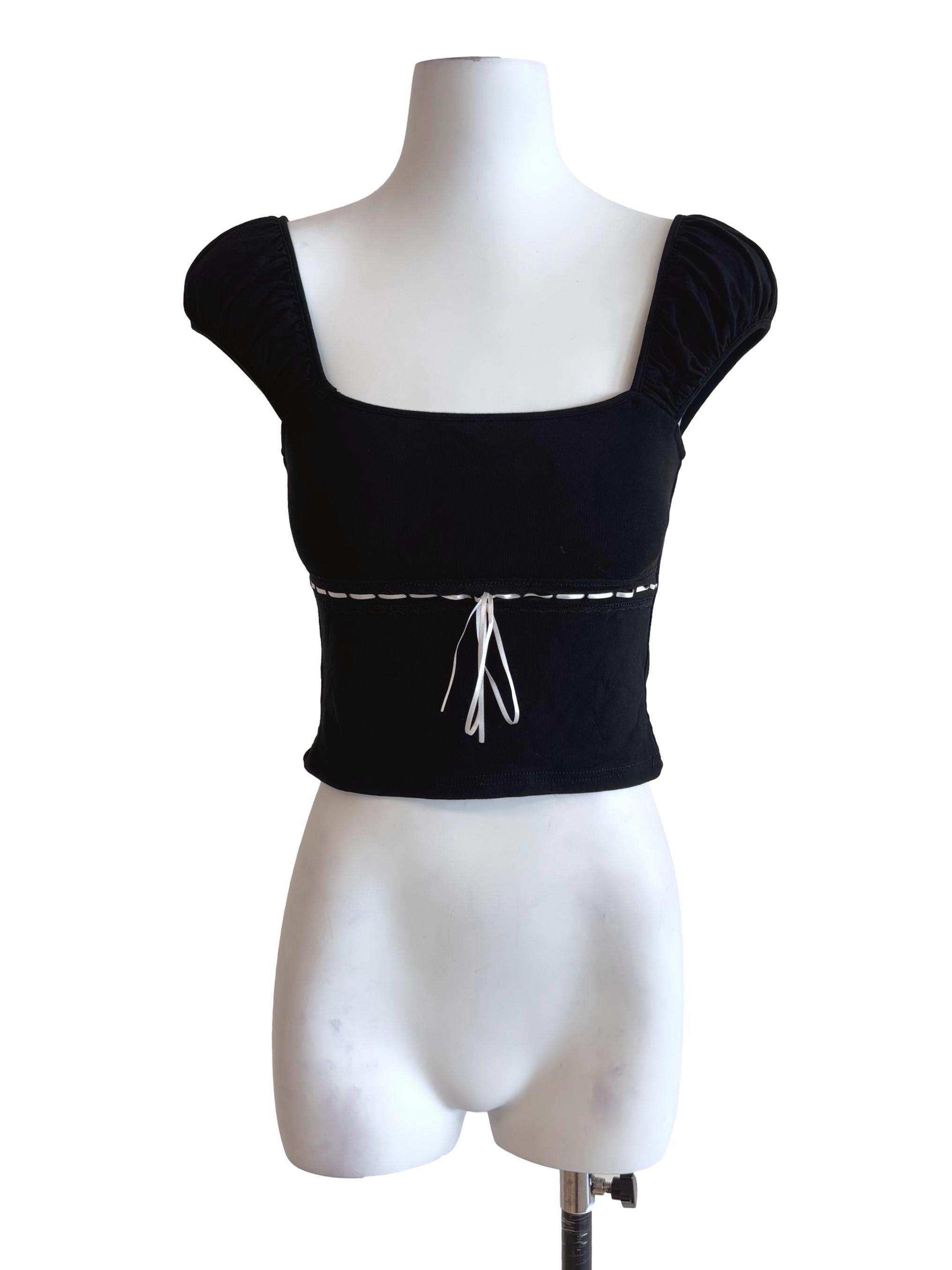 Jet Black Tie Detail Top