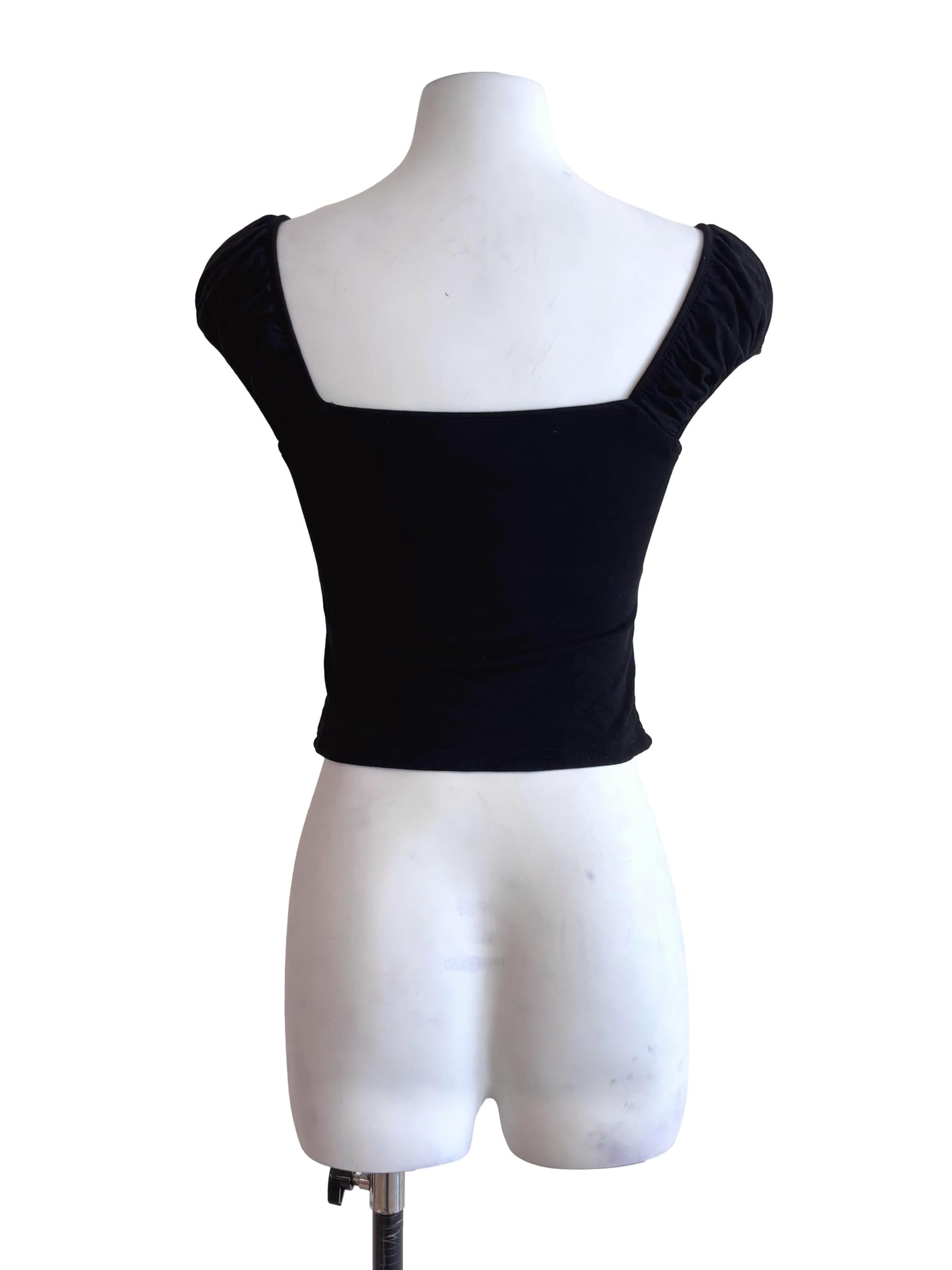 Jet Black Tie Detail Top
