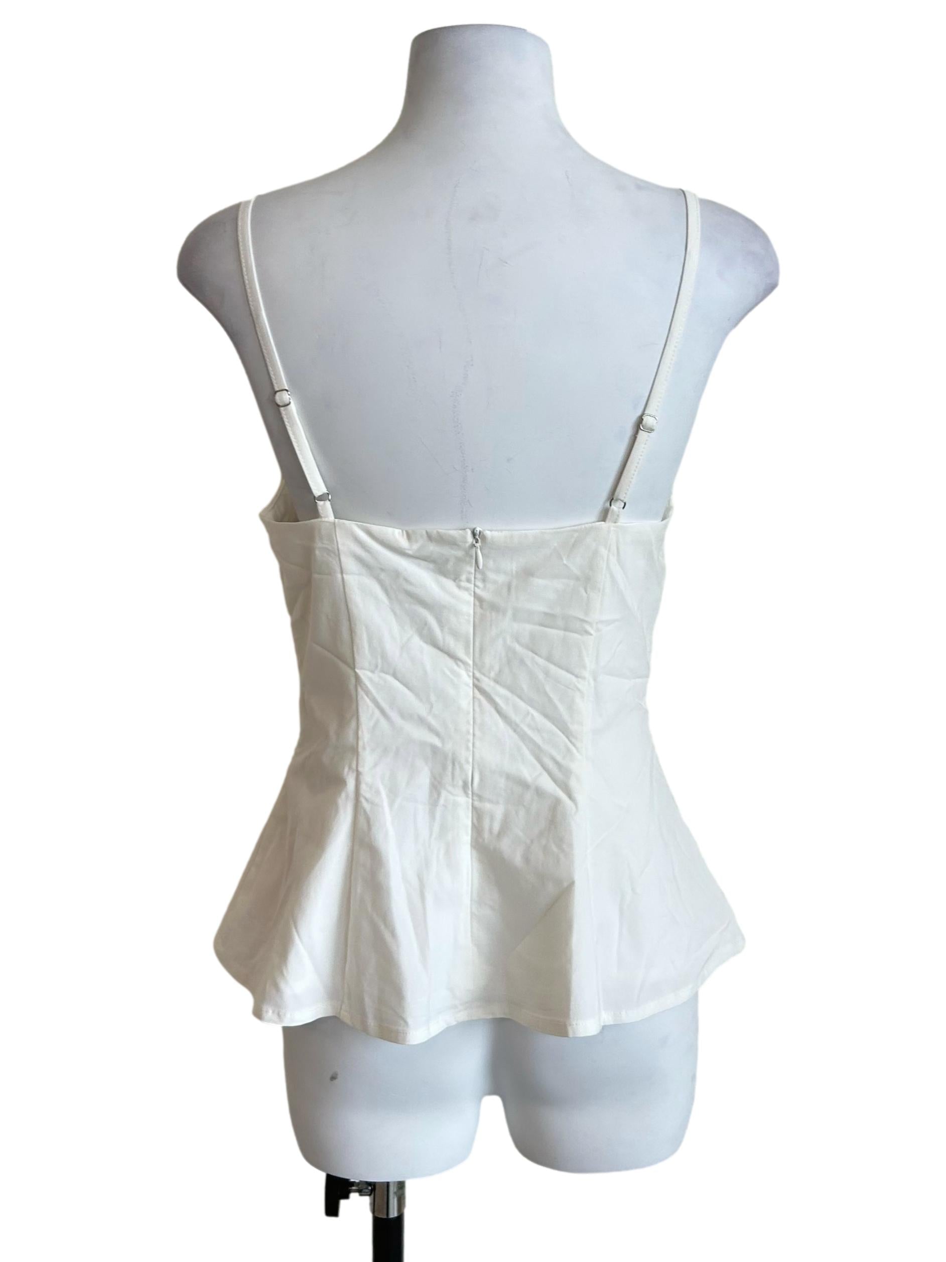 White V-Neck Cotton Peplum Top