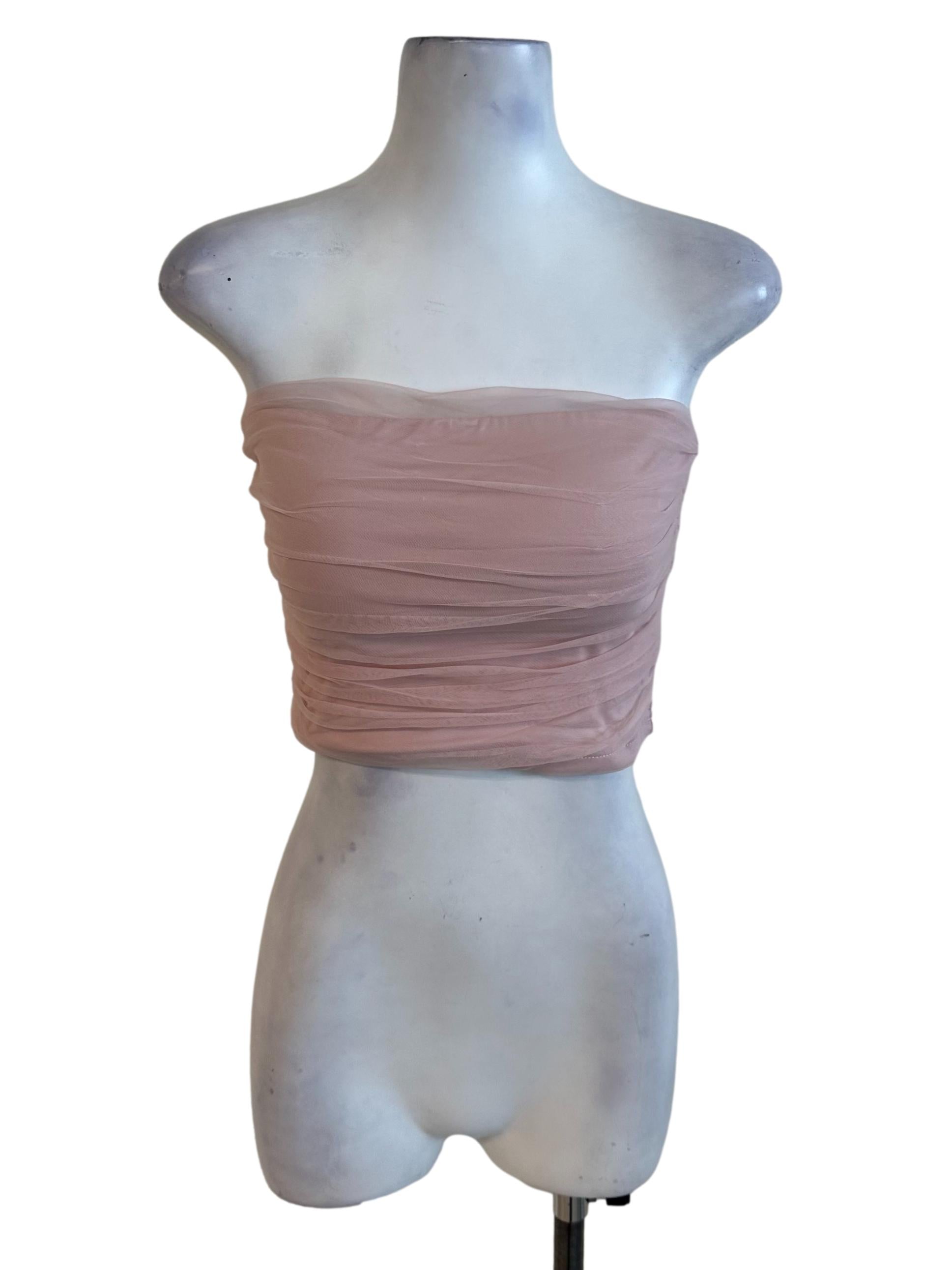 Dusty Pink Mesh Net Tube Top