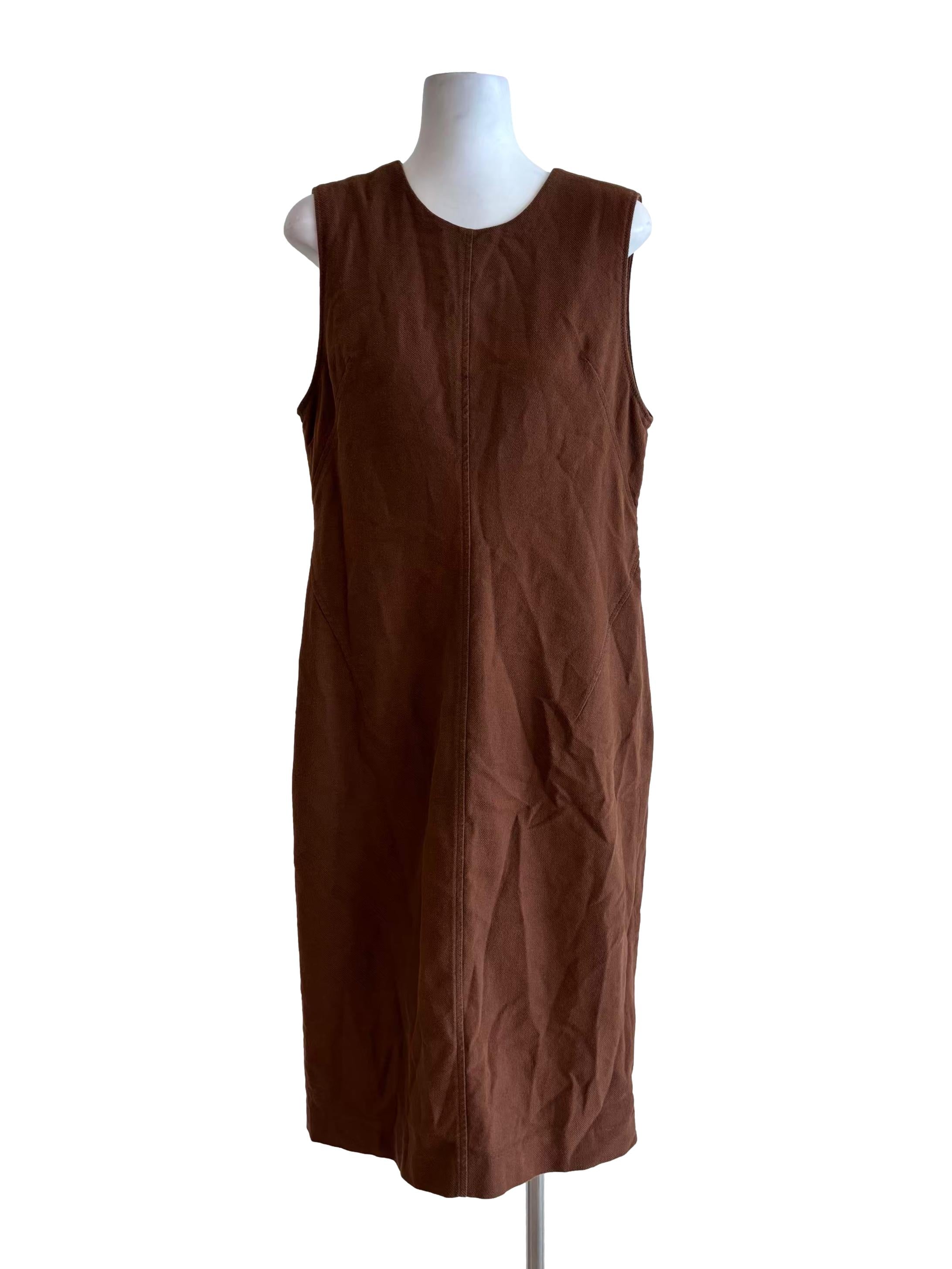 Chocolate Sleeveless Corduroy Dress