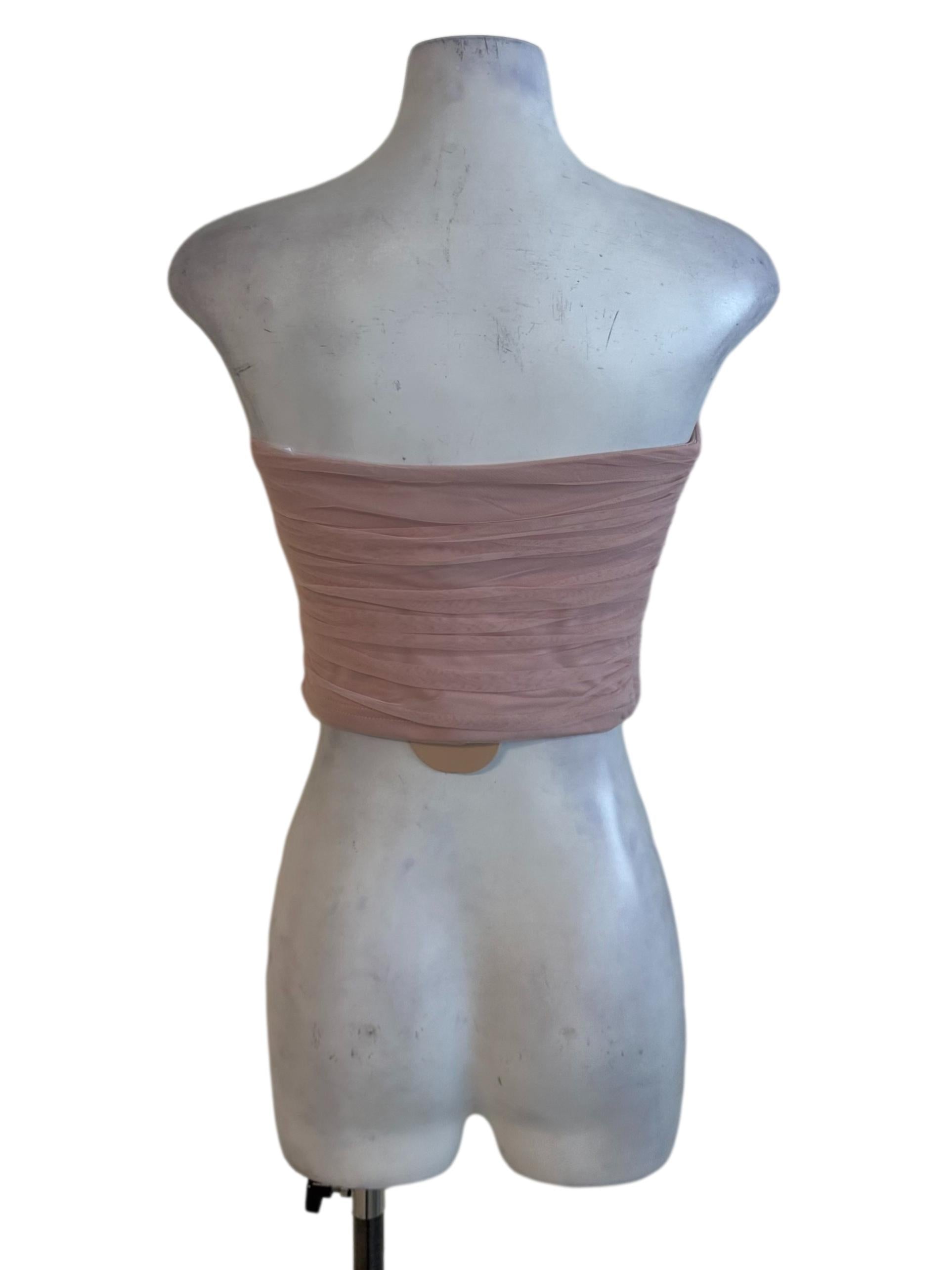 Dusty Pink Mesh Net Tube Top