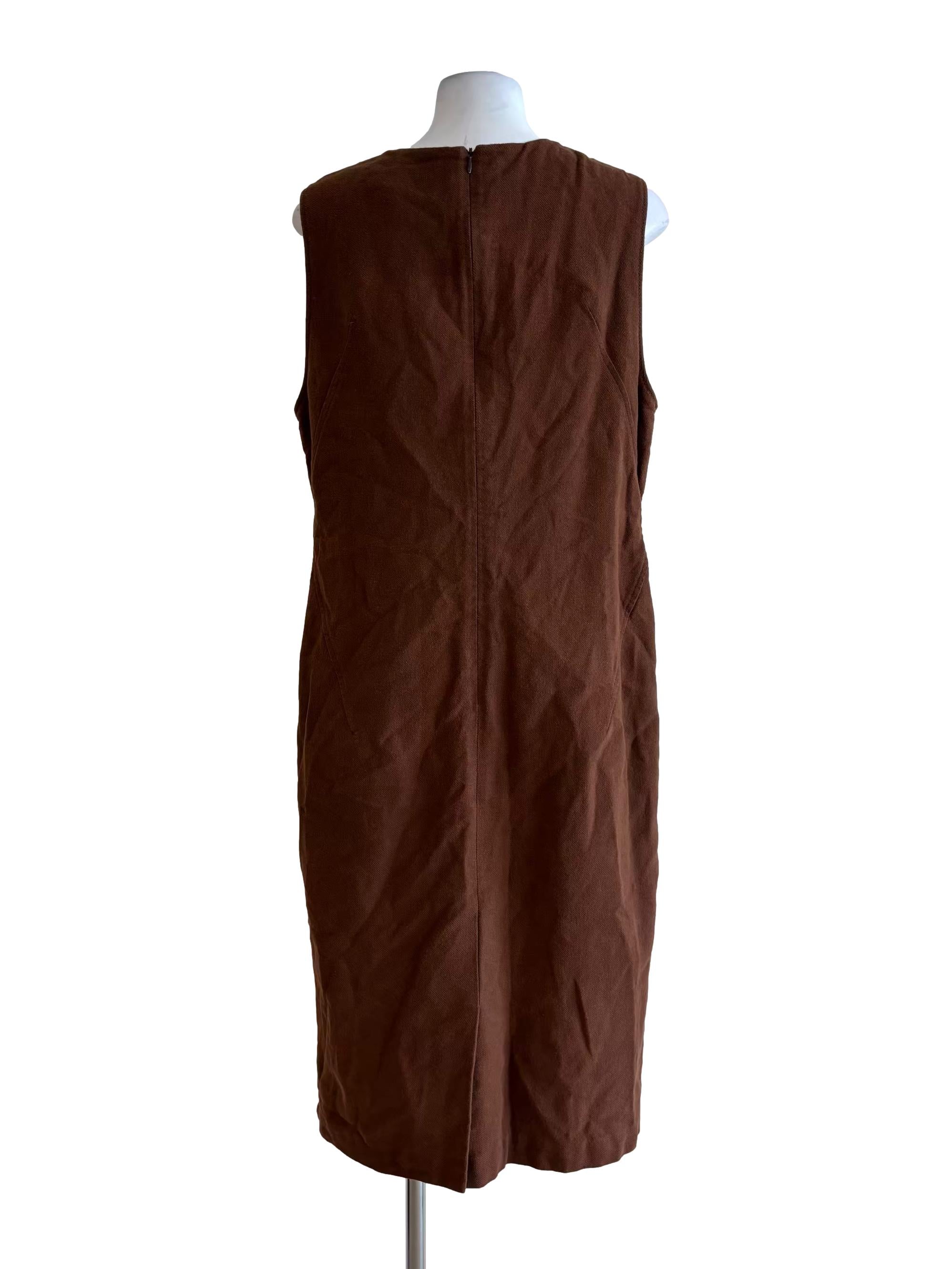Chocolate Sleeveless Corduroy Dress