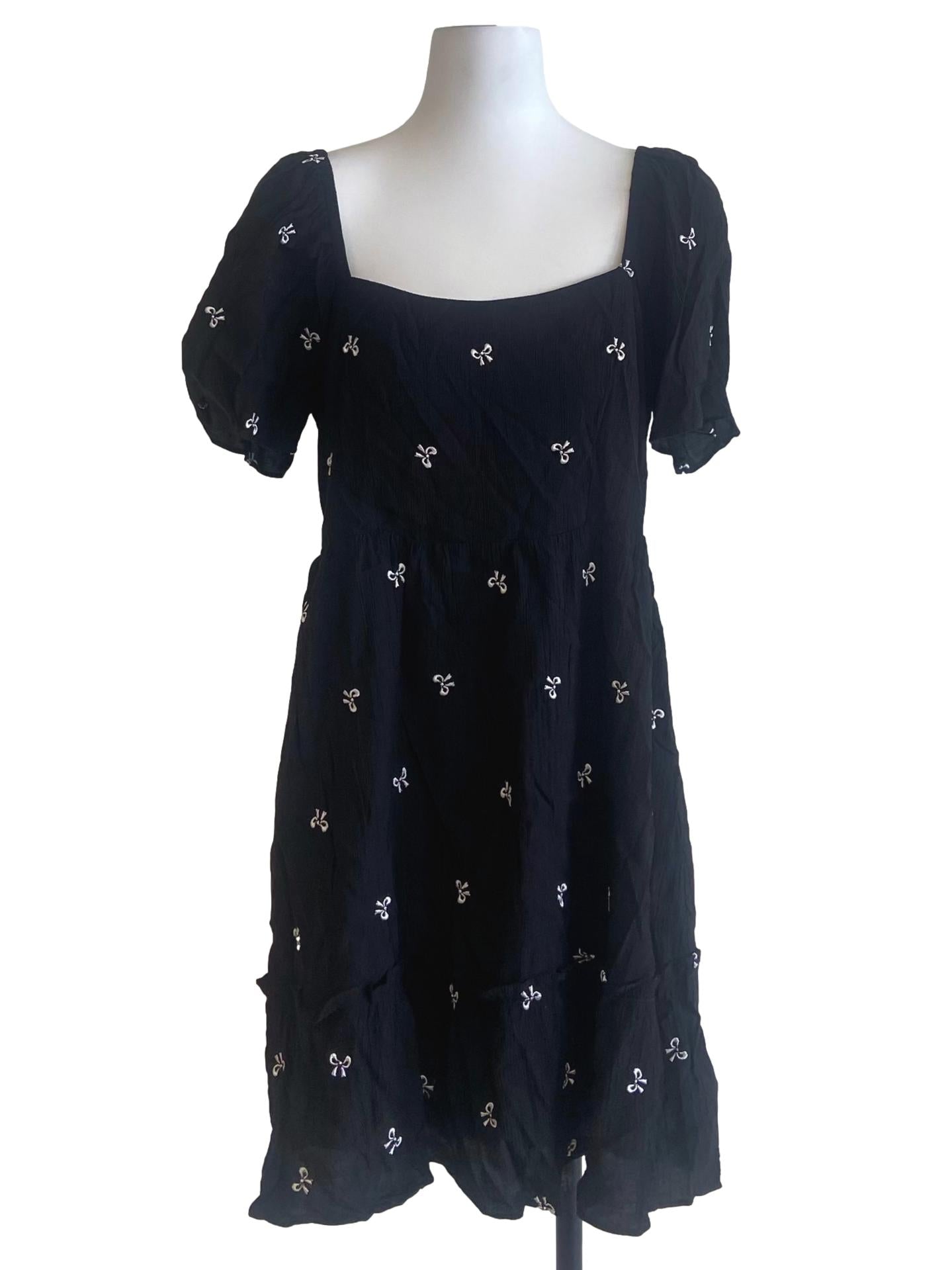 Black & White Ribbon A-Line Dress