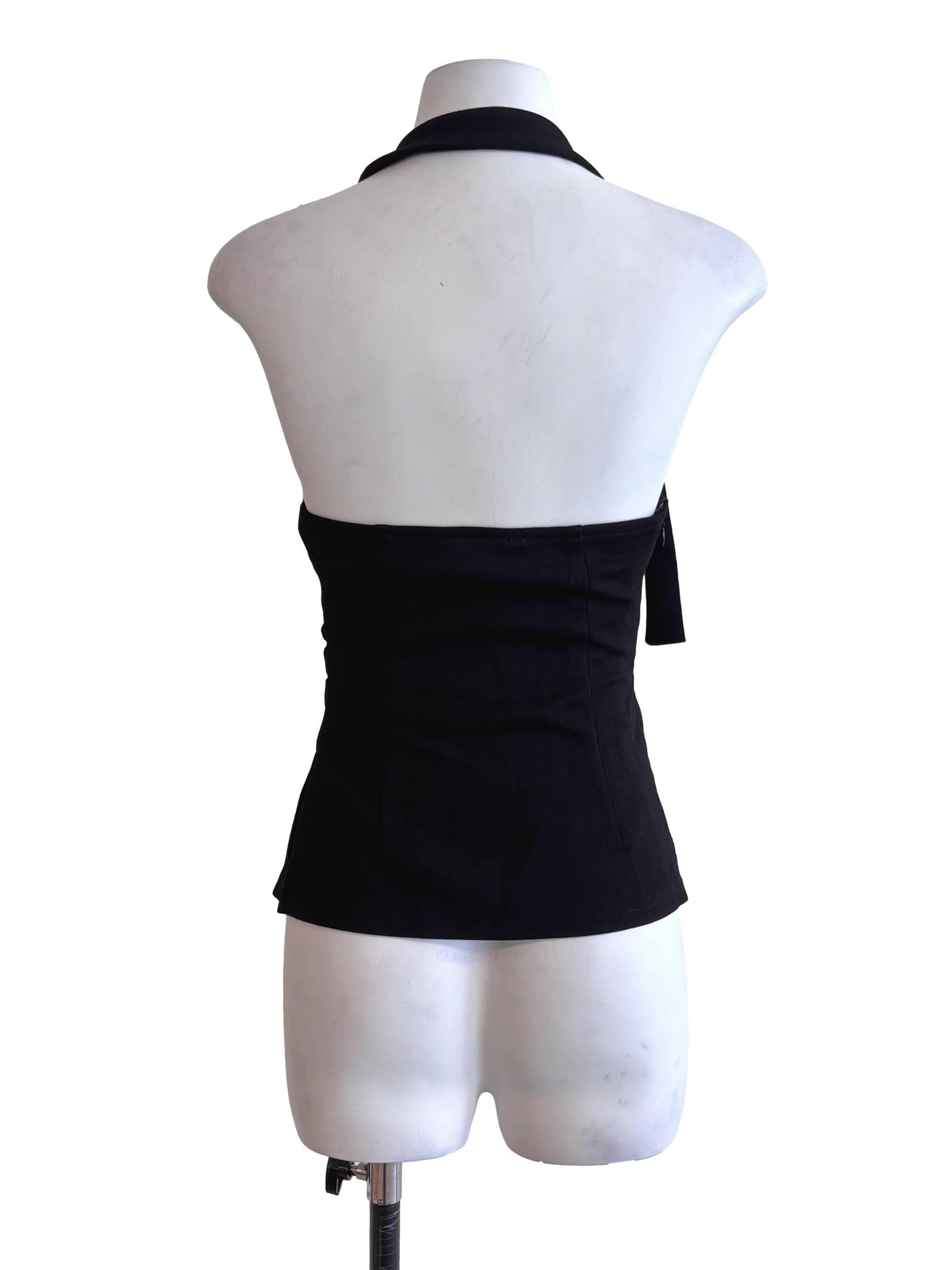 Jet Black Buckled Halter Top TTR