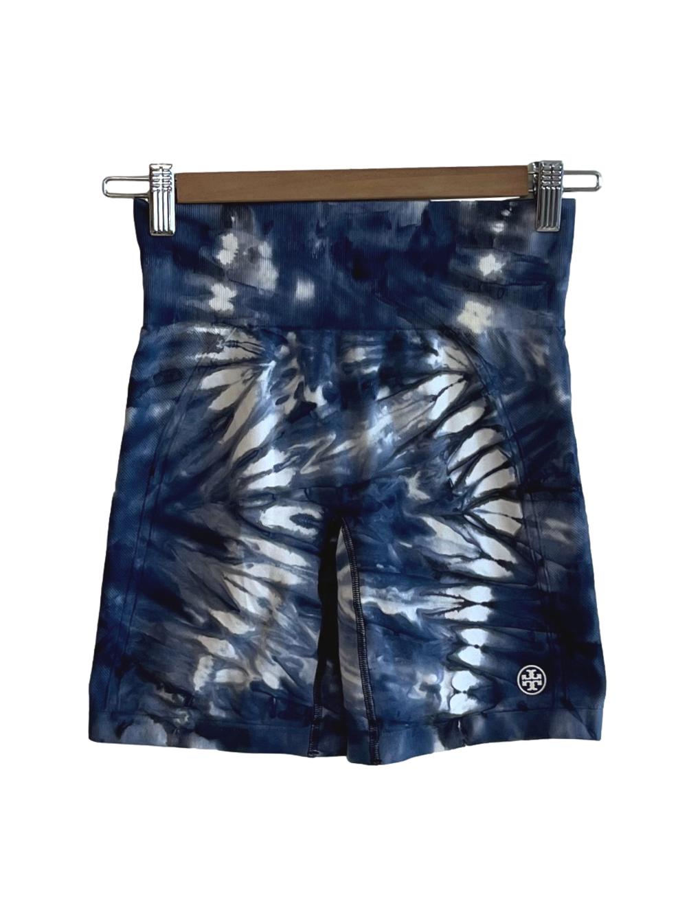 Navy Blue Tie-Dye High-Waisted Shorts
