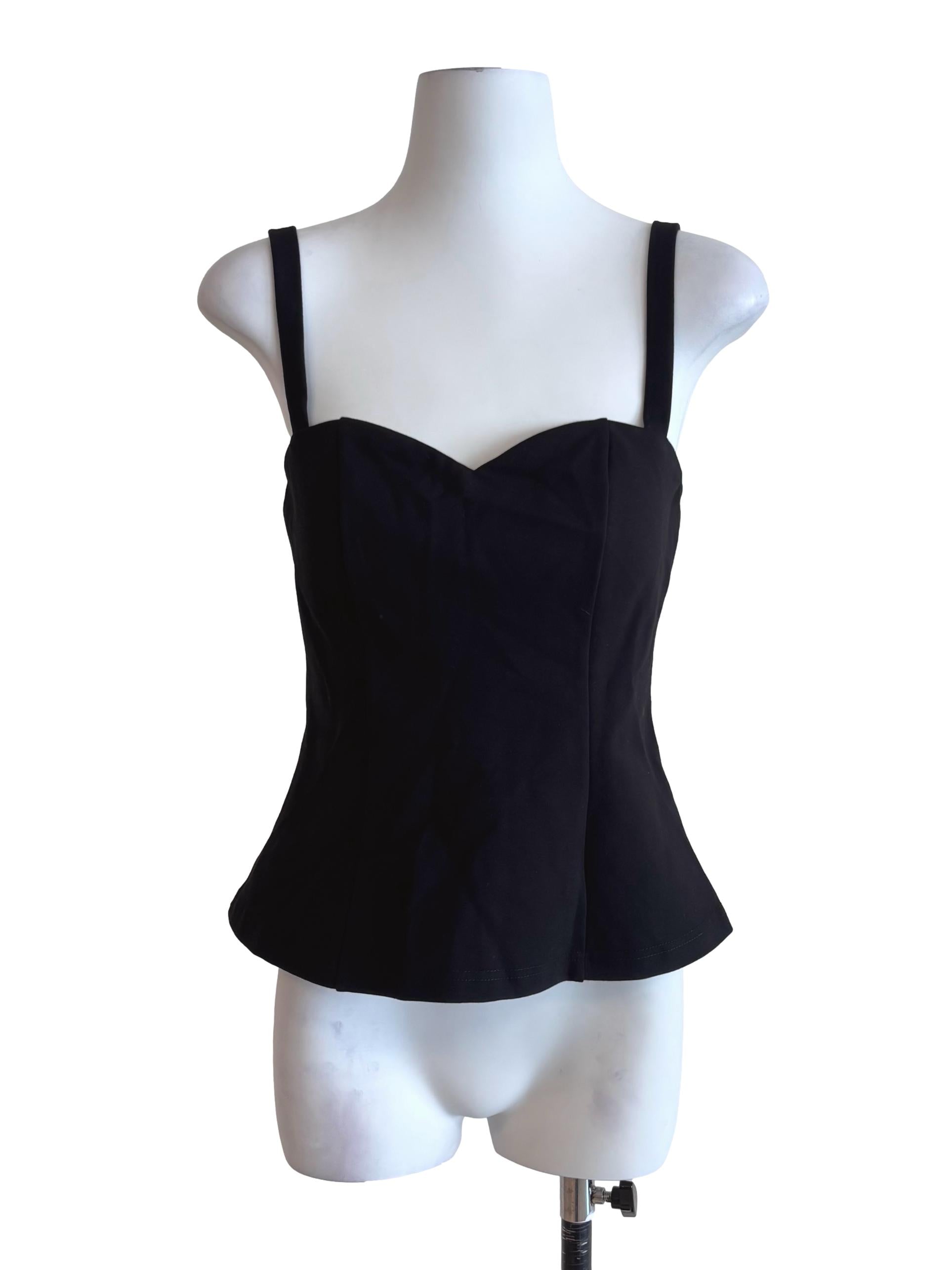 Jet Black Panelled Peplum Top