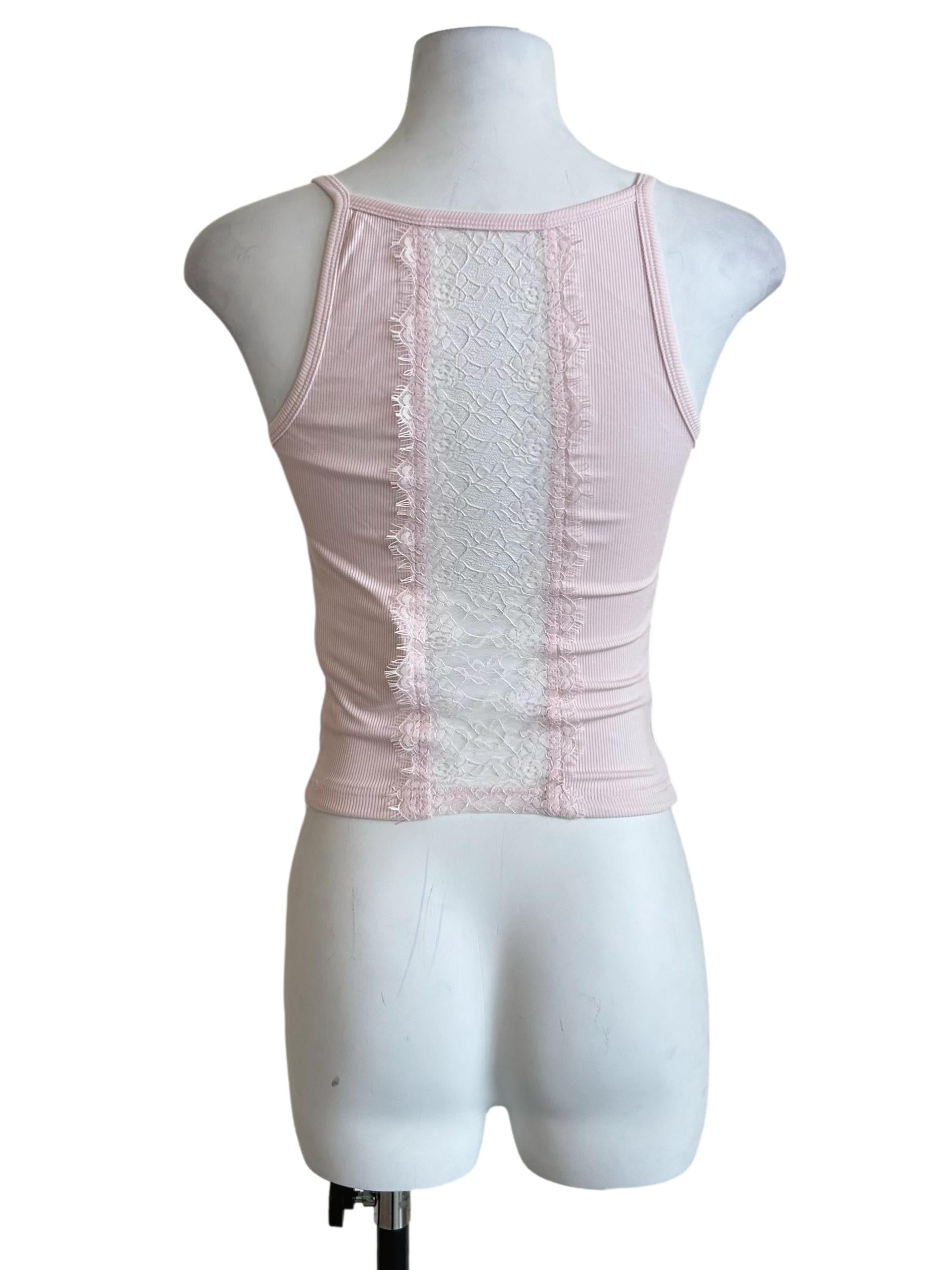 Baby Pink Square Neck Ribbed Tank Top