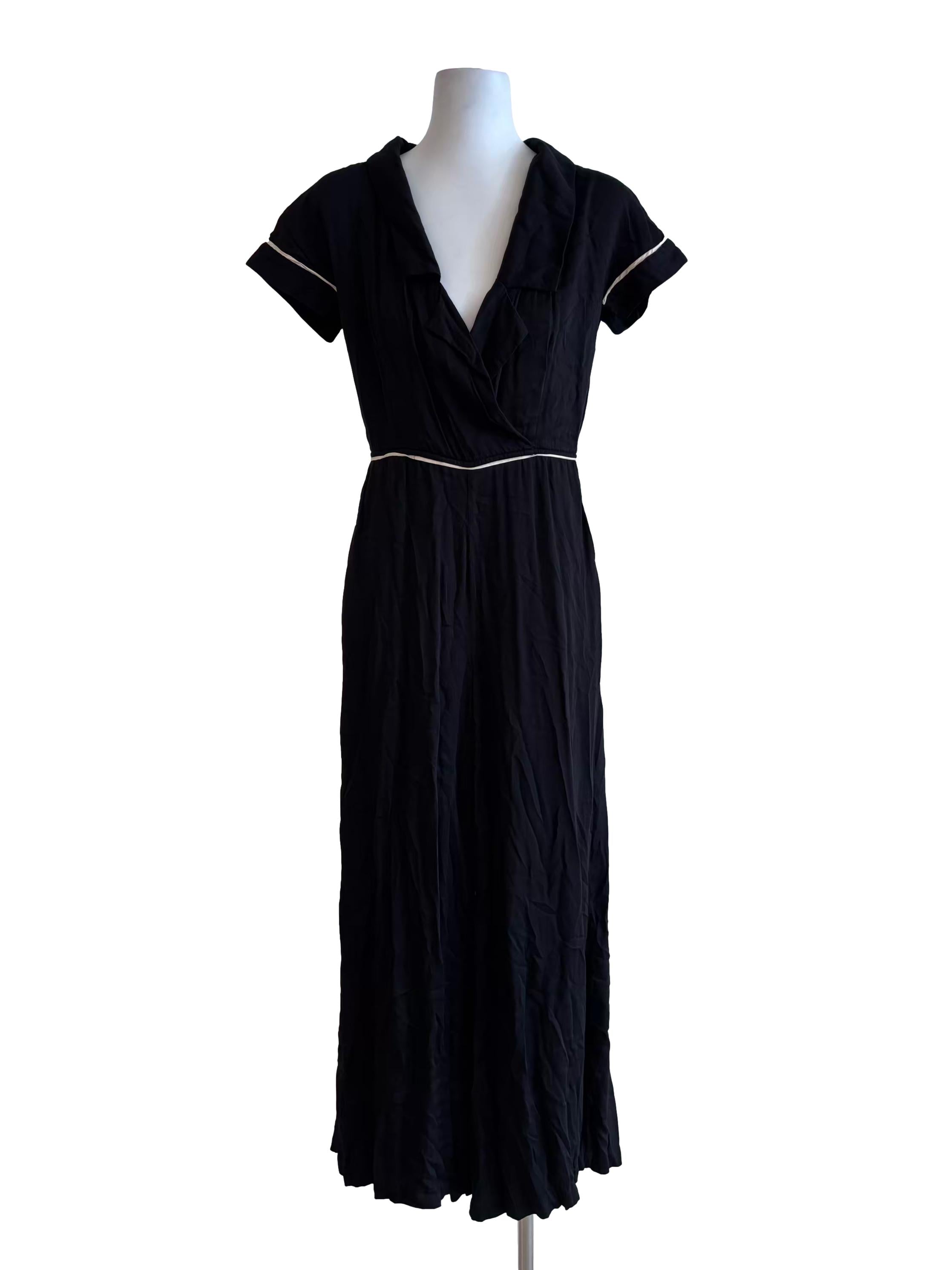Soft Black Short Sleeve Cotton Jumpsuit