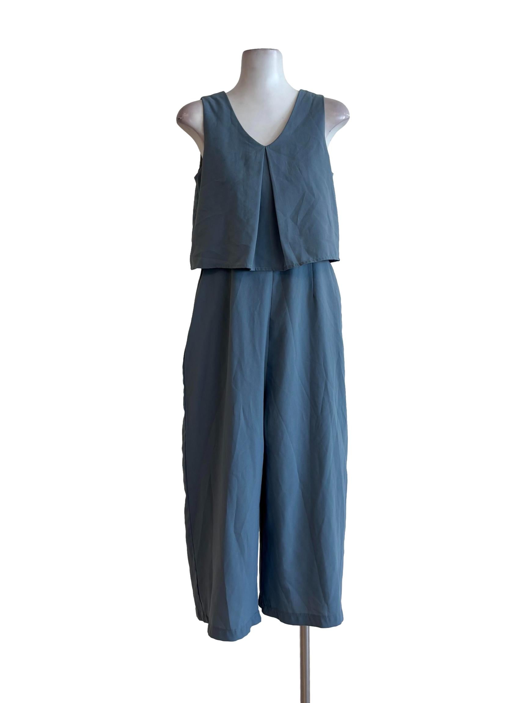 Celadan Blue Sleeveless Jumpsuit