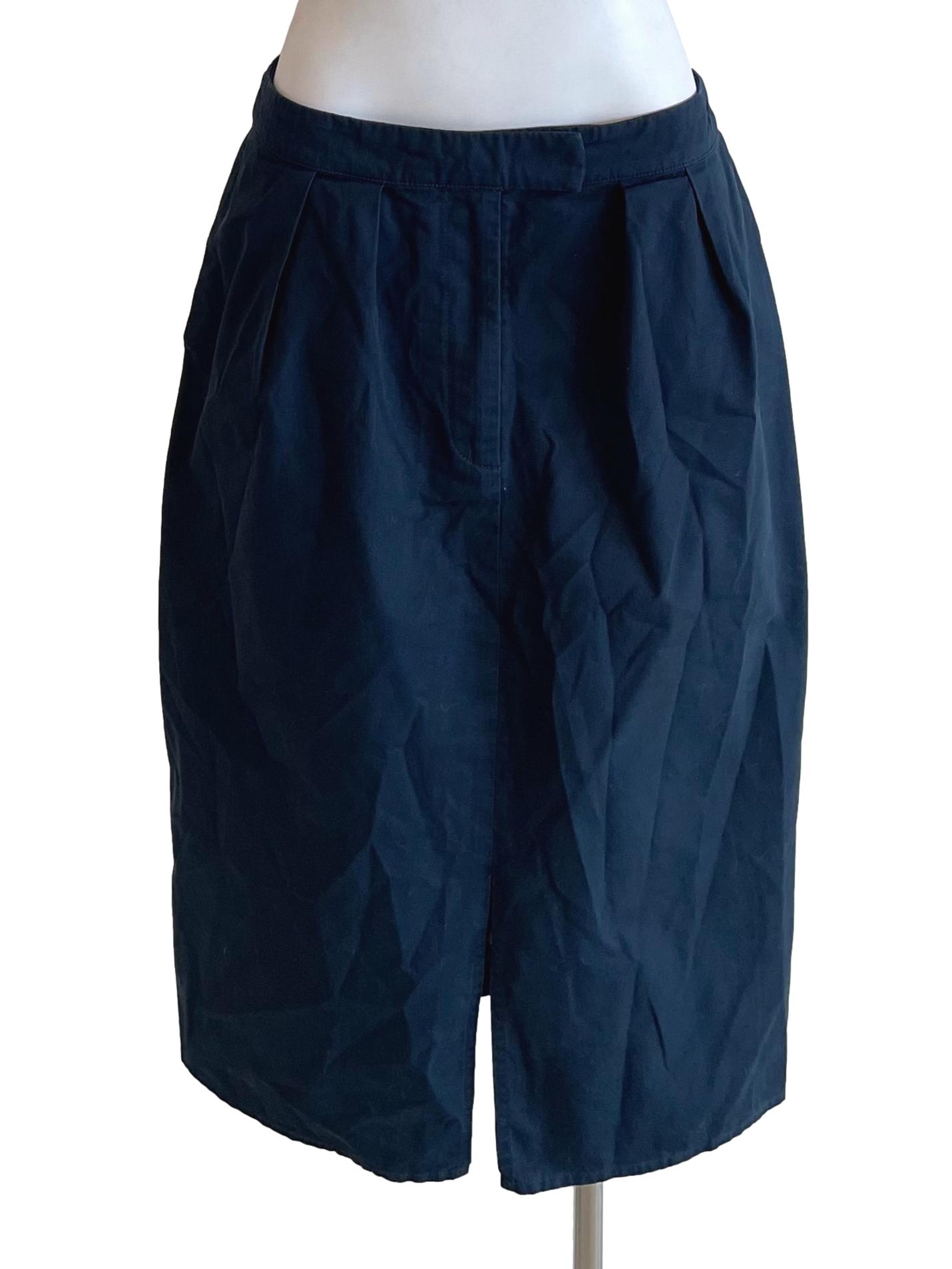 Dark Aegean Pleated Pencil Skirt LB