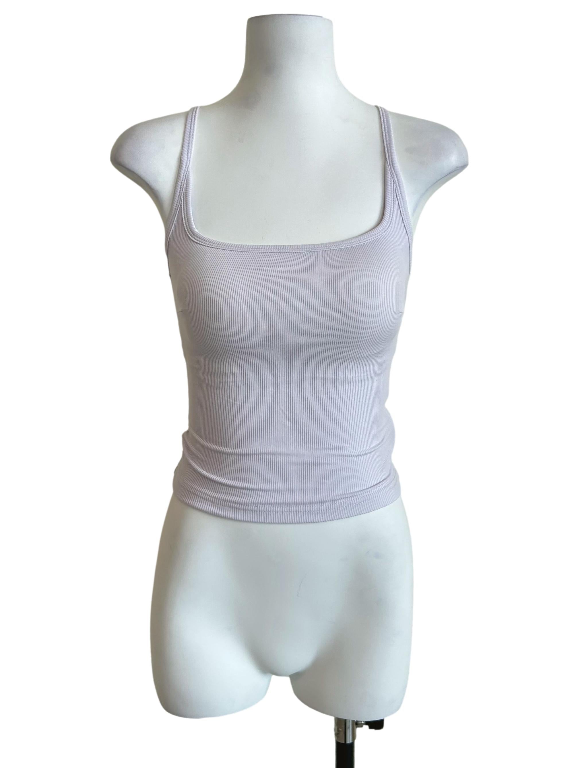 Lavender Purple Square Neck Ribbed Tank Top