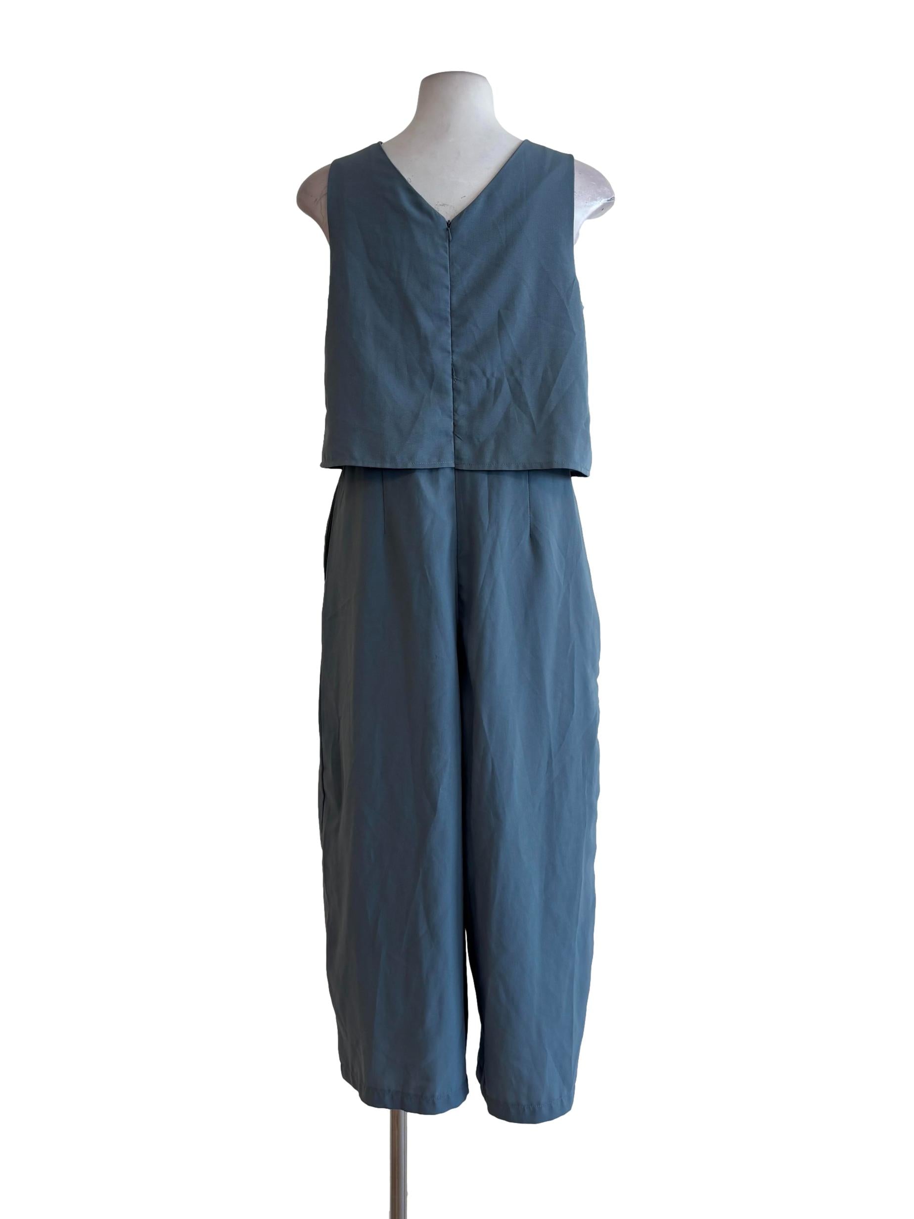 Celadan Blue Sleeveless Jumpsuit