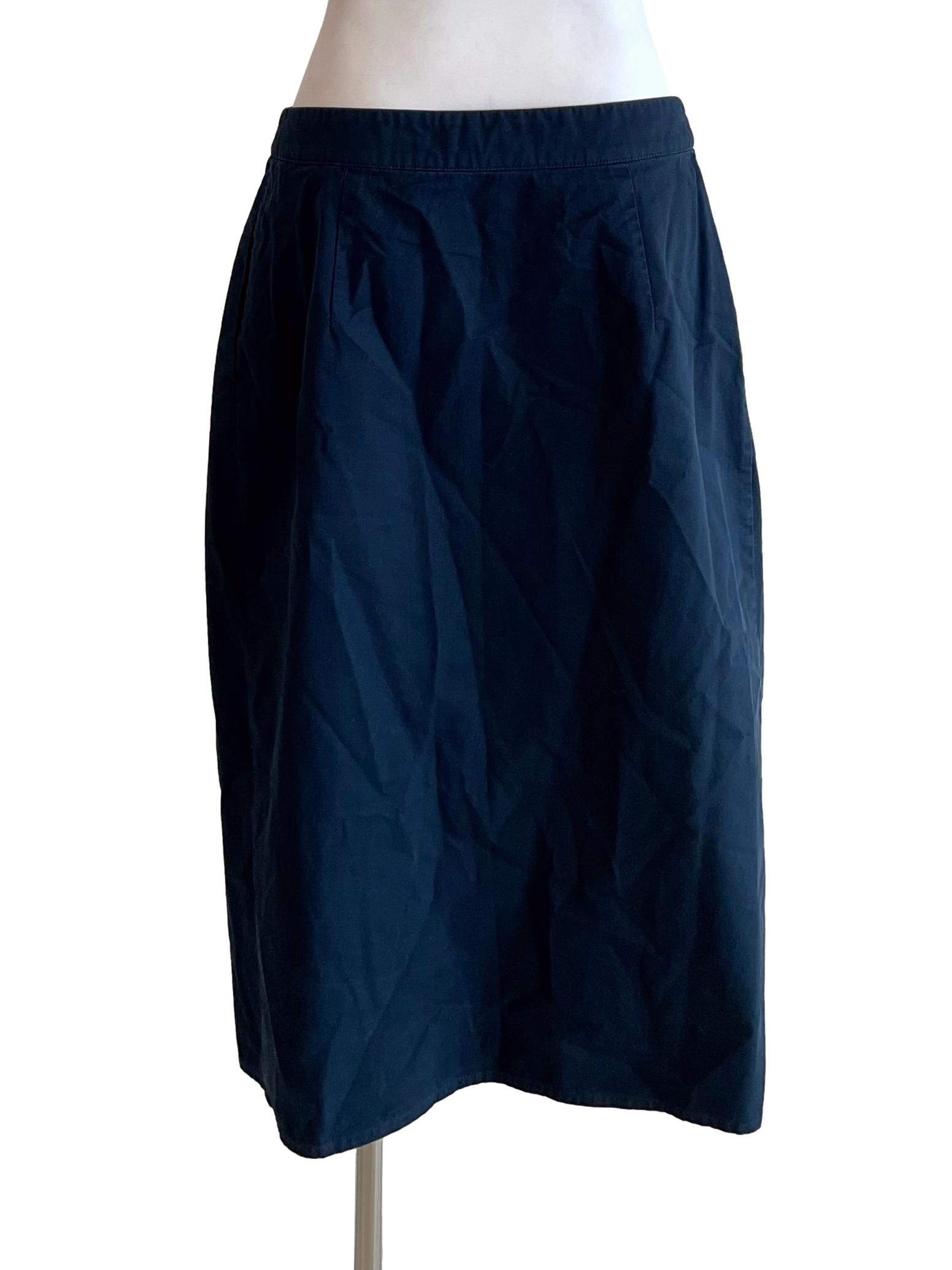 Dark Aegean Pleated Pencil Skirt LB