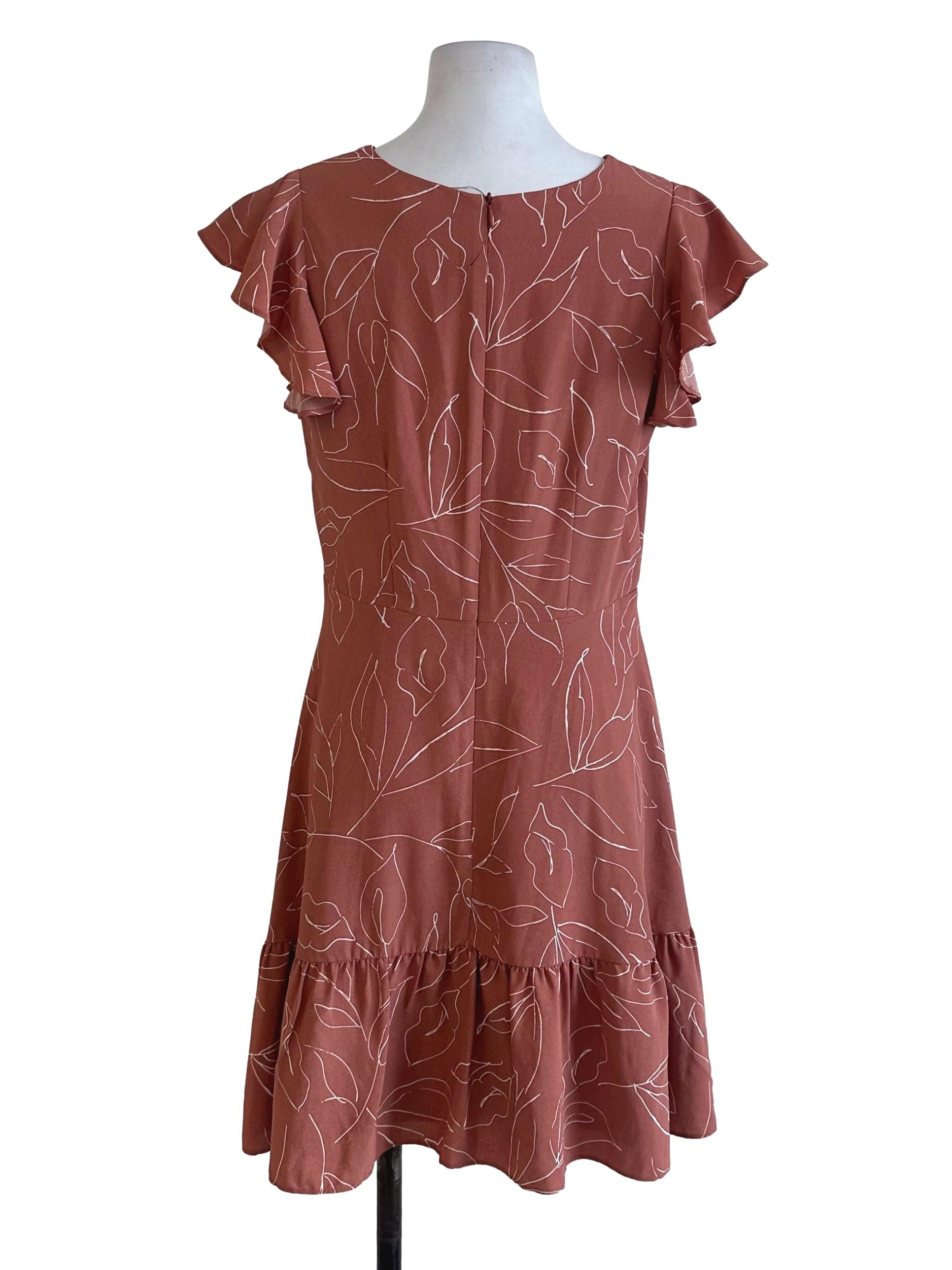 The Stage Walk Brick Red Pattern Dress | REFASH