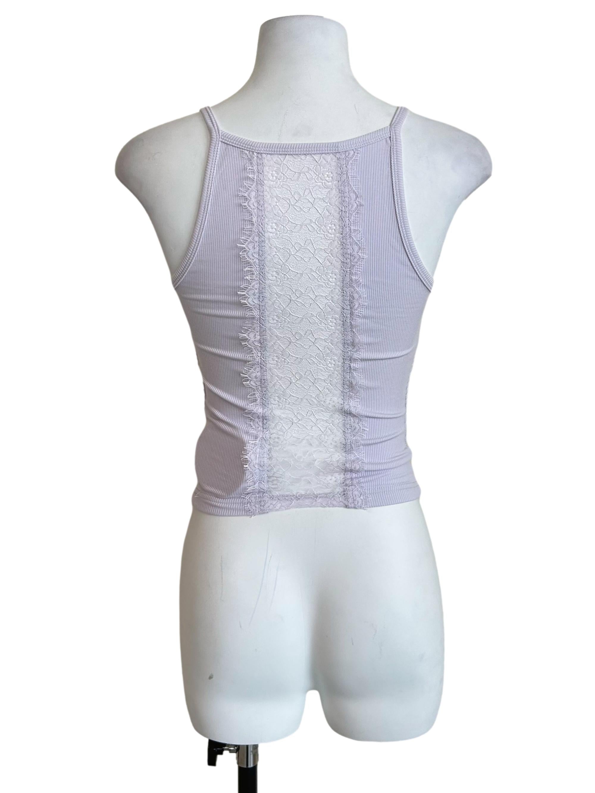 Lavender Purple Square Neck Ribbed Tank Top