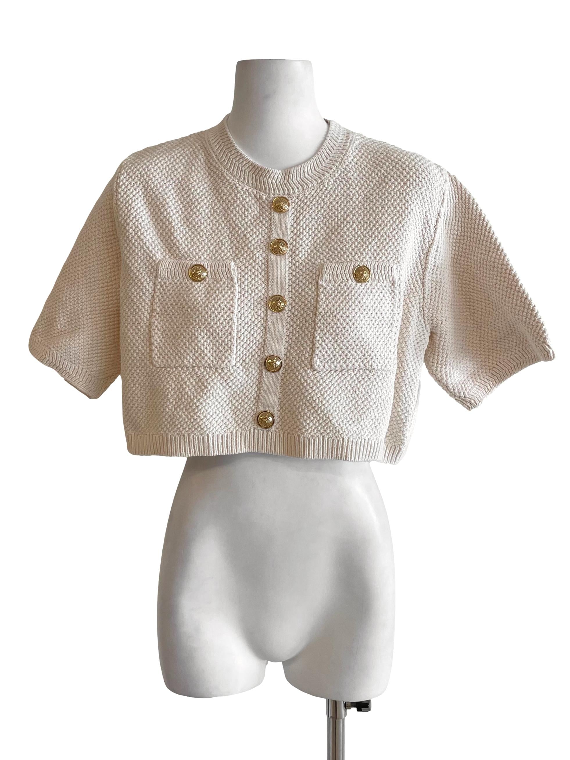 Ivory Knit Chanel Top LB