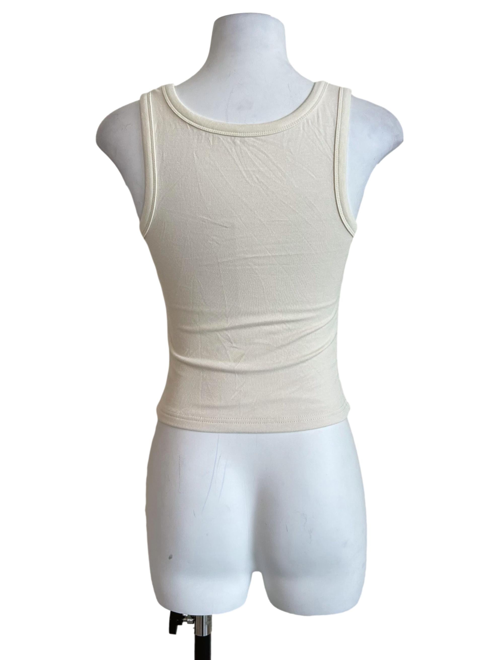 Cream Square Neck Ribbed Tank Top
