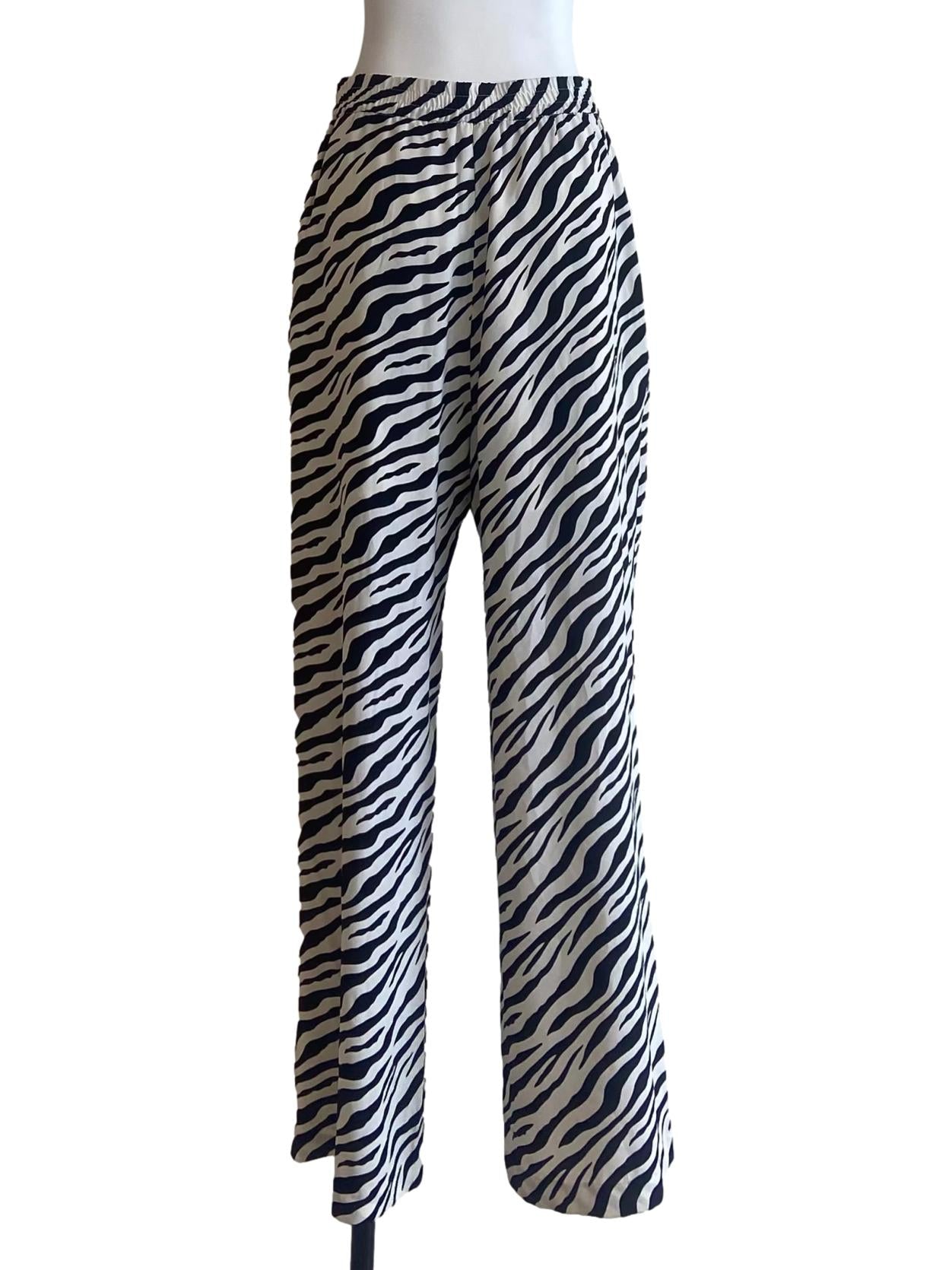 White & Black Zebra Print Pants