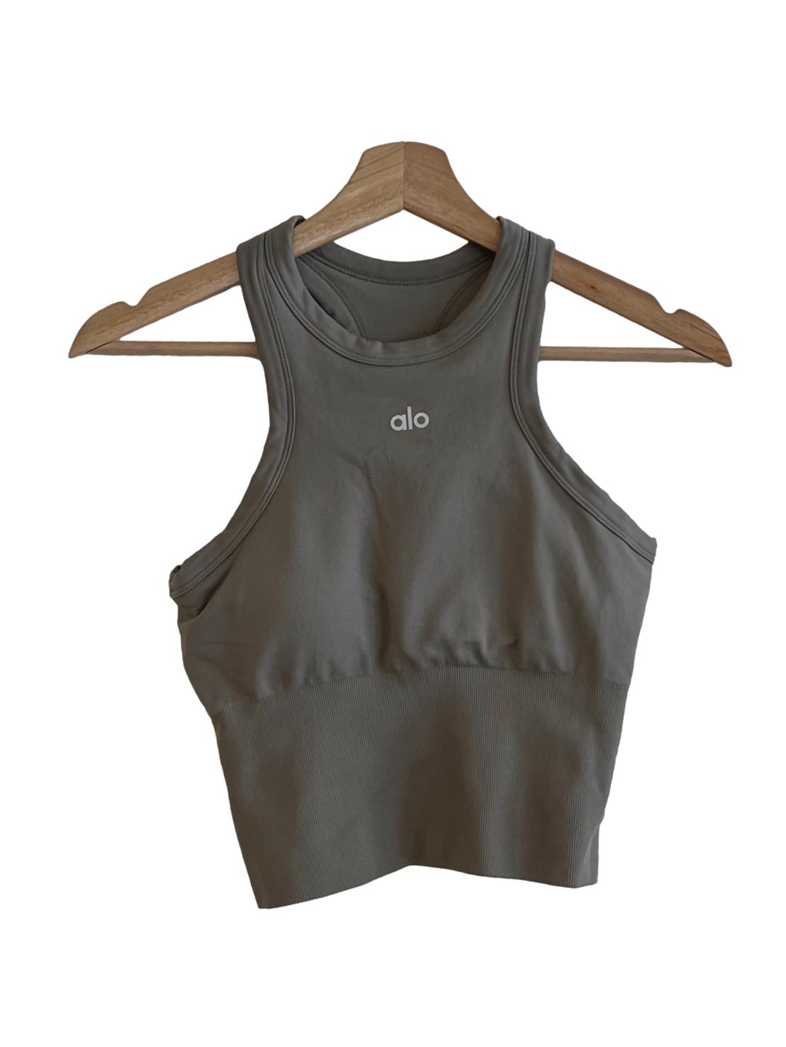 Coffee Brown Jewel Neckline Sleeveless Tank Top