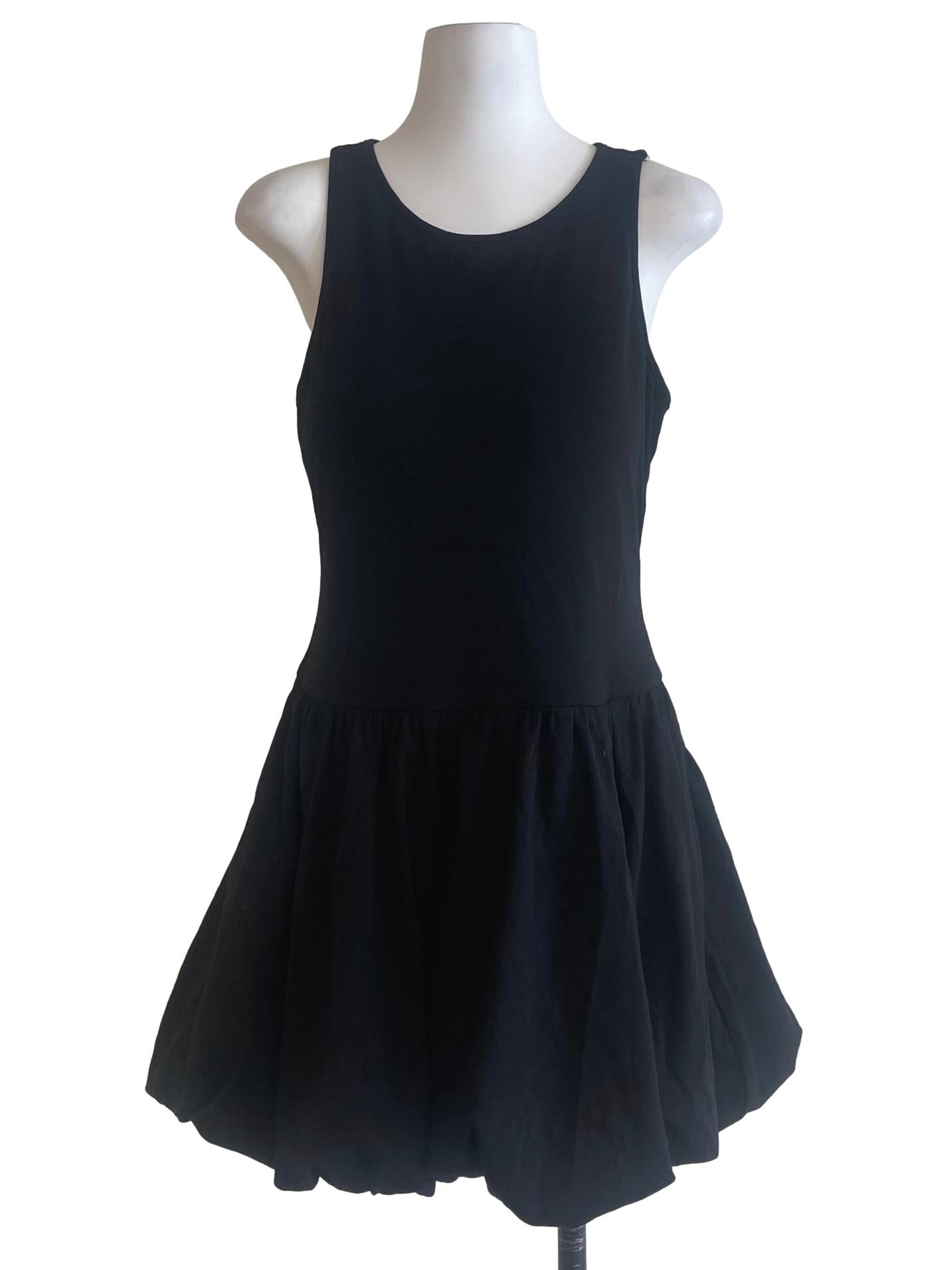 Black Jewel Neck A-Line Dress