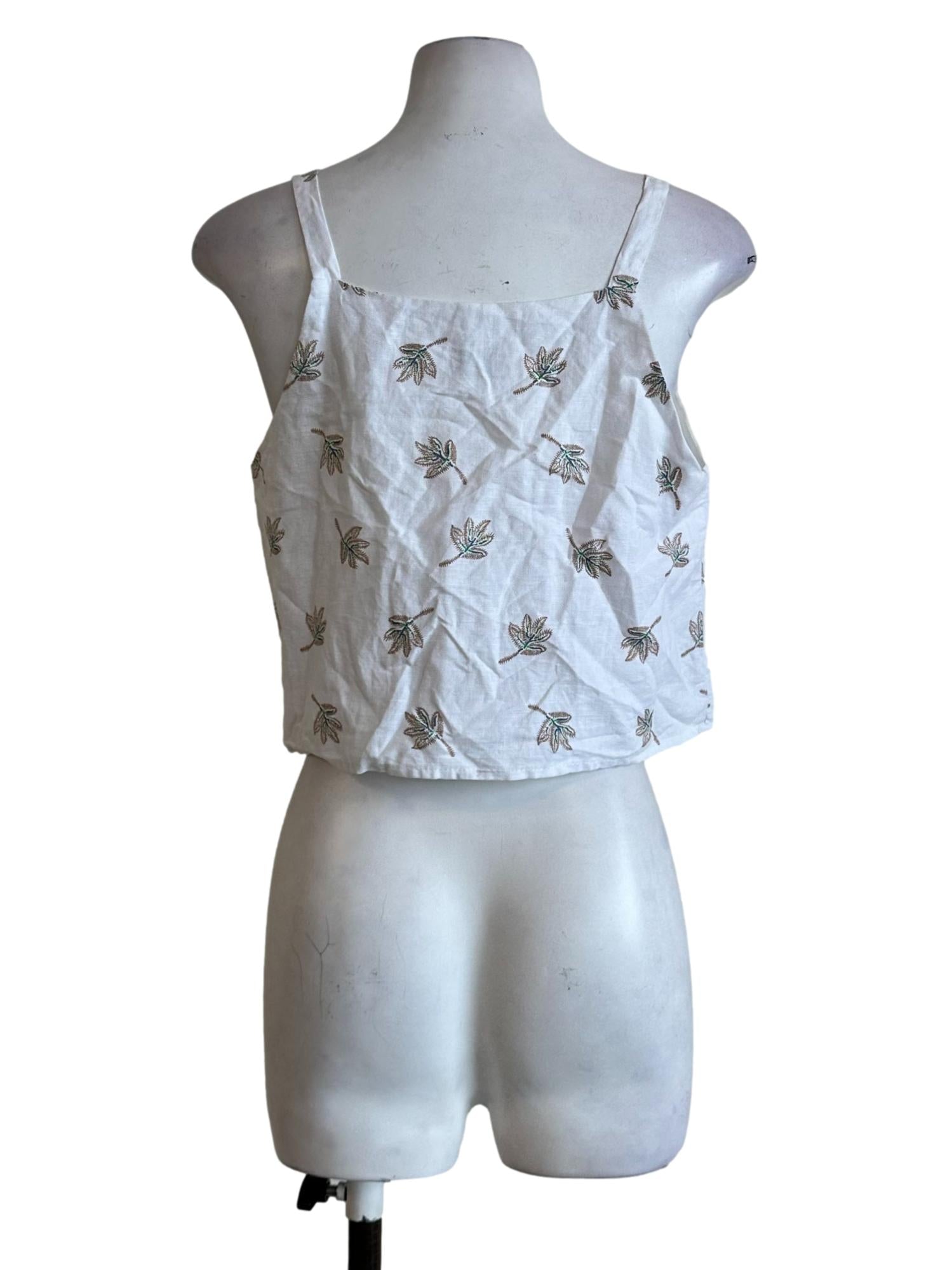 Cotton Floral Embroidered Sleeveless Top