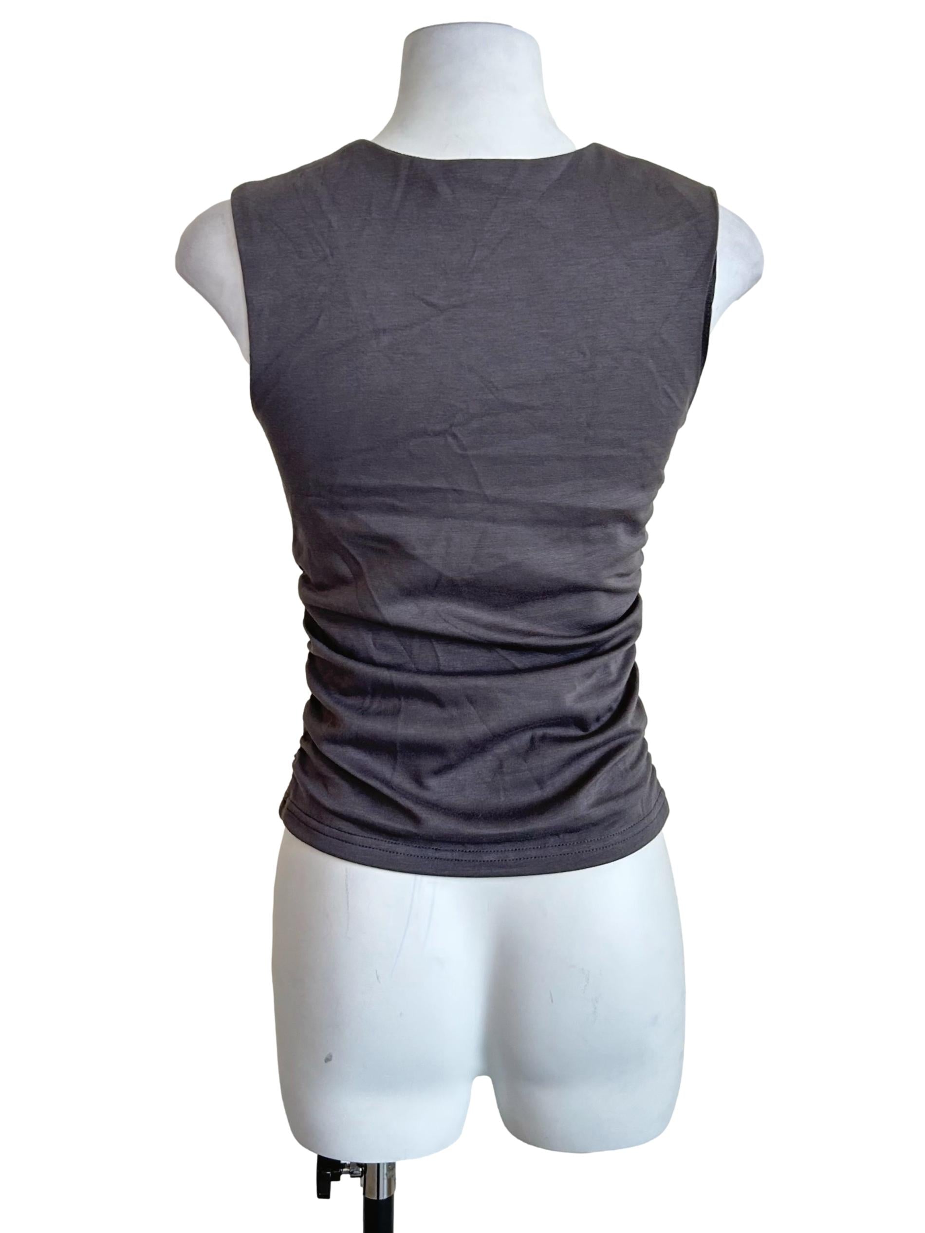 Charcoal Grey Square Neck Ruched Tank Top