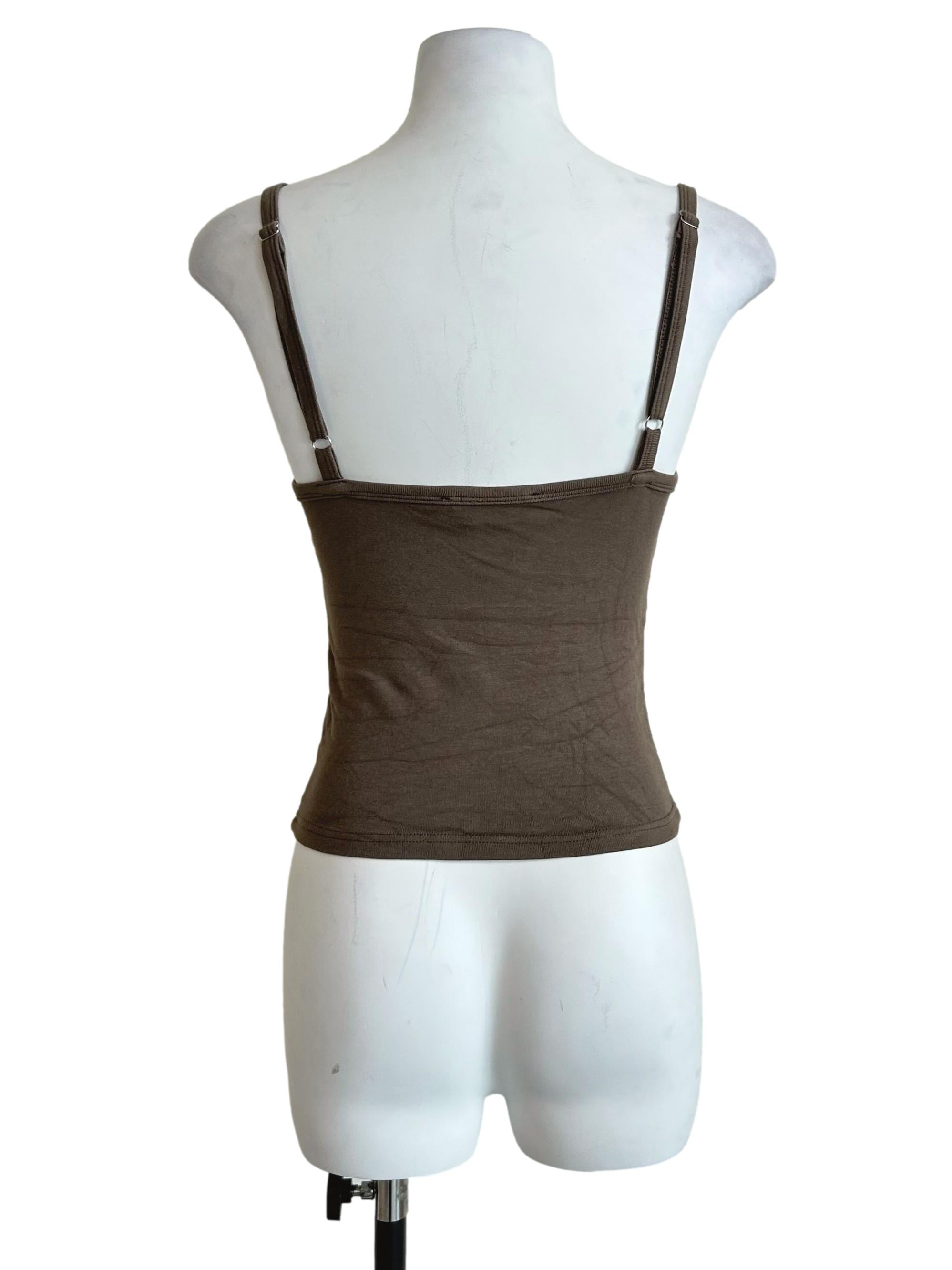 Wood Brown Simple Spaghetti Strap Cami Top